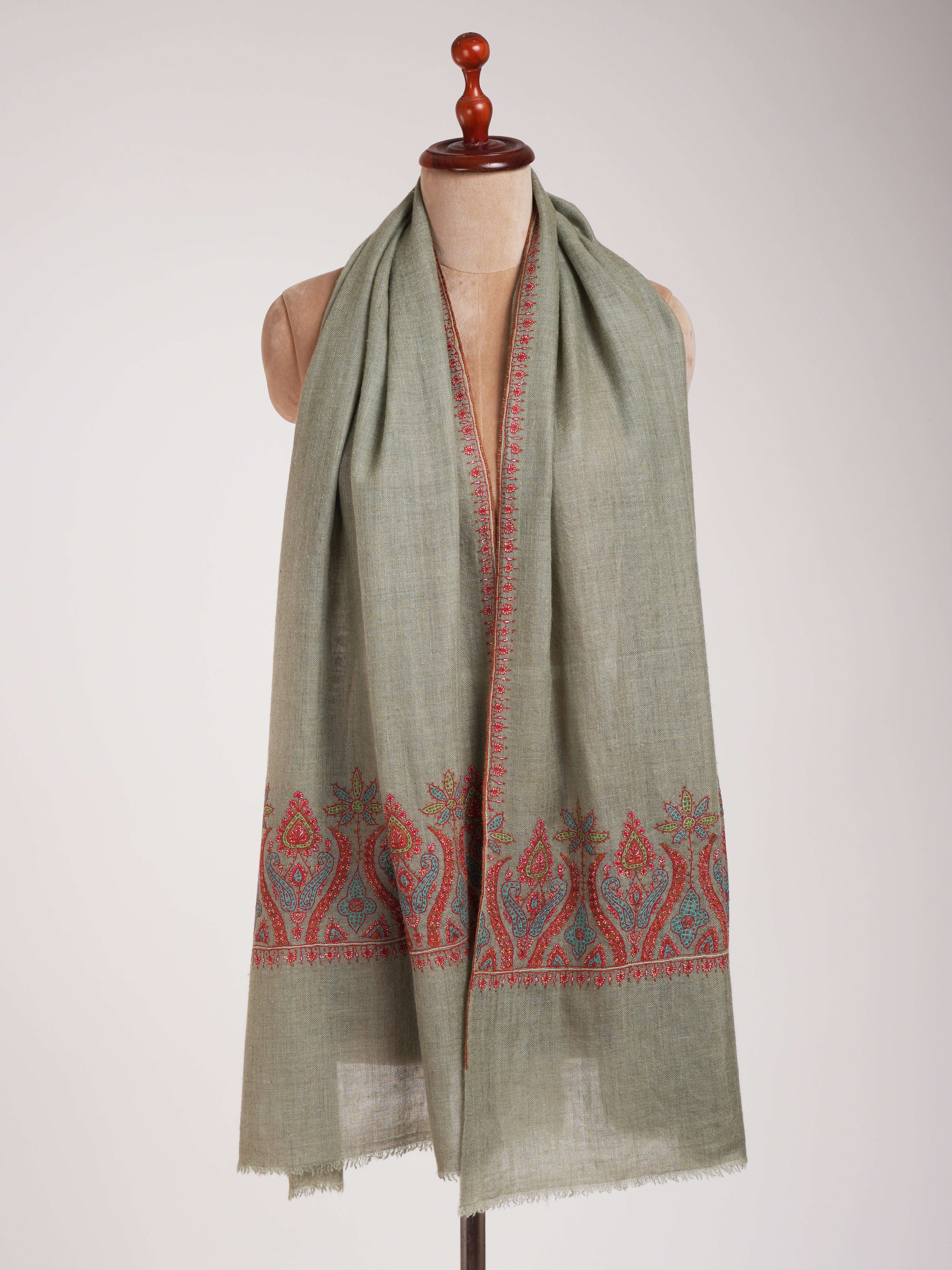 Loden Frost Palla Embroidered Cashmere Stole