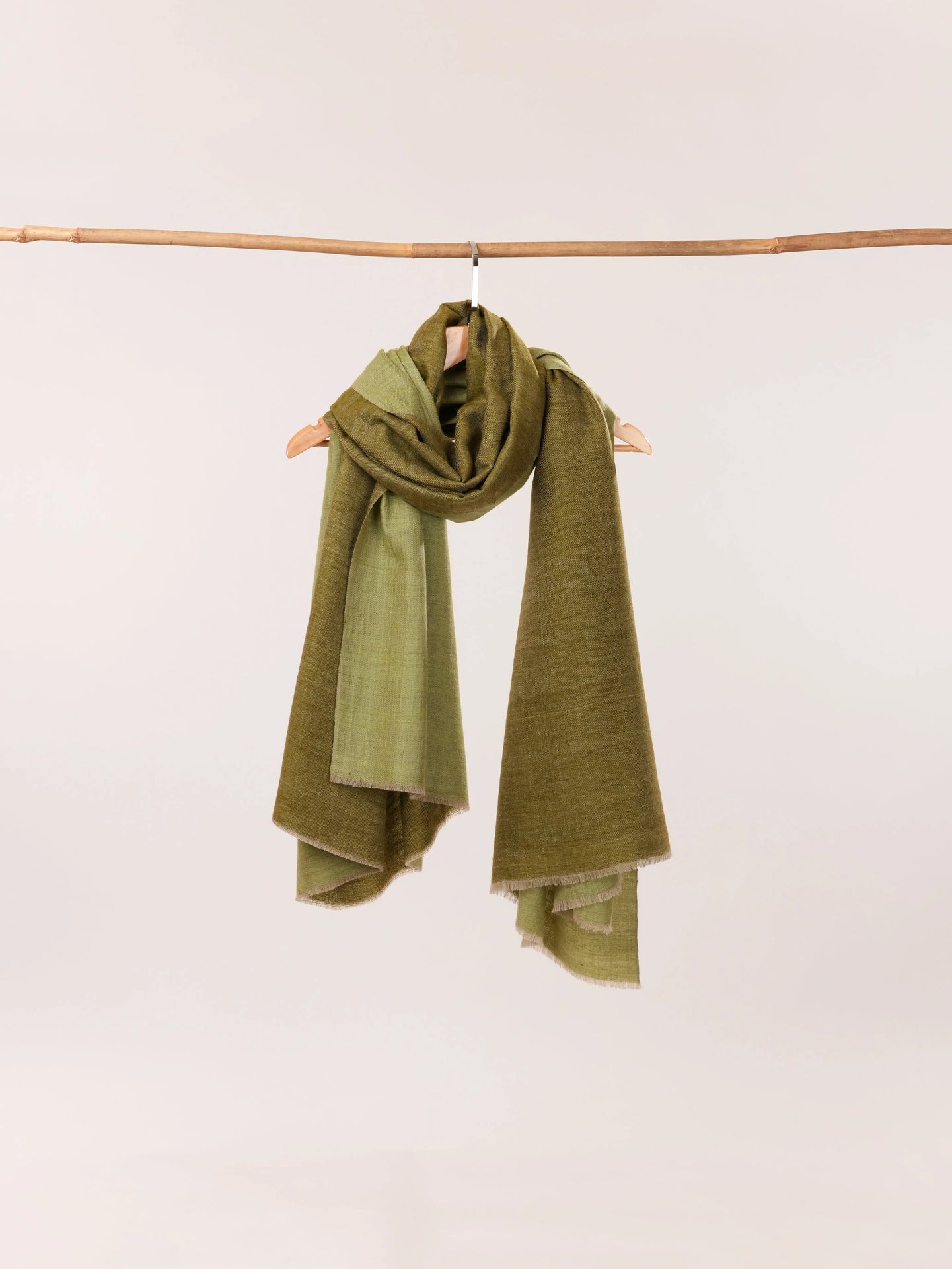 Handspun Green Oversized Pashmina Shawl Handwoven with Dual Shade Shahkaar.com