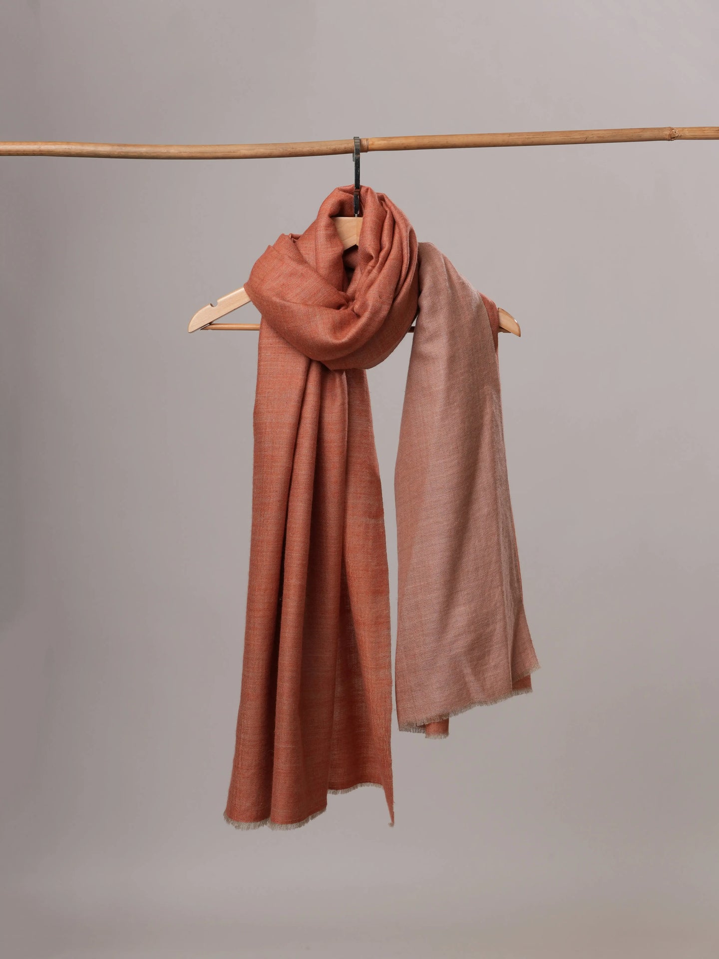 Dual Shade Peach Handspun Baby Soft Pashmina Shawl Shahkaar