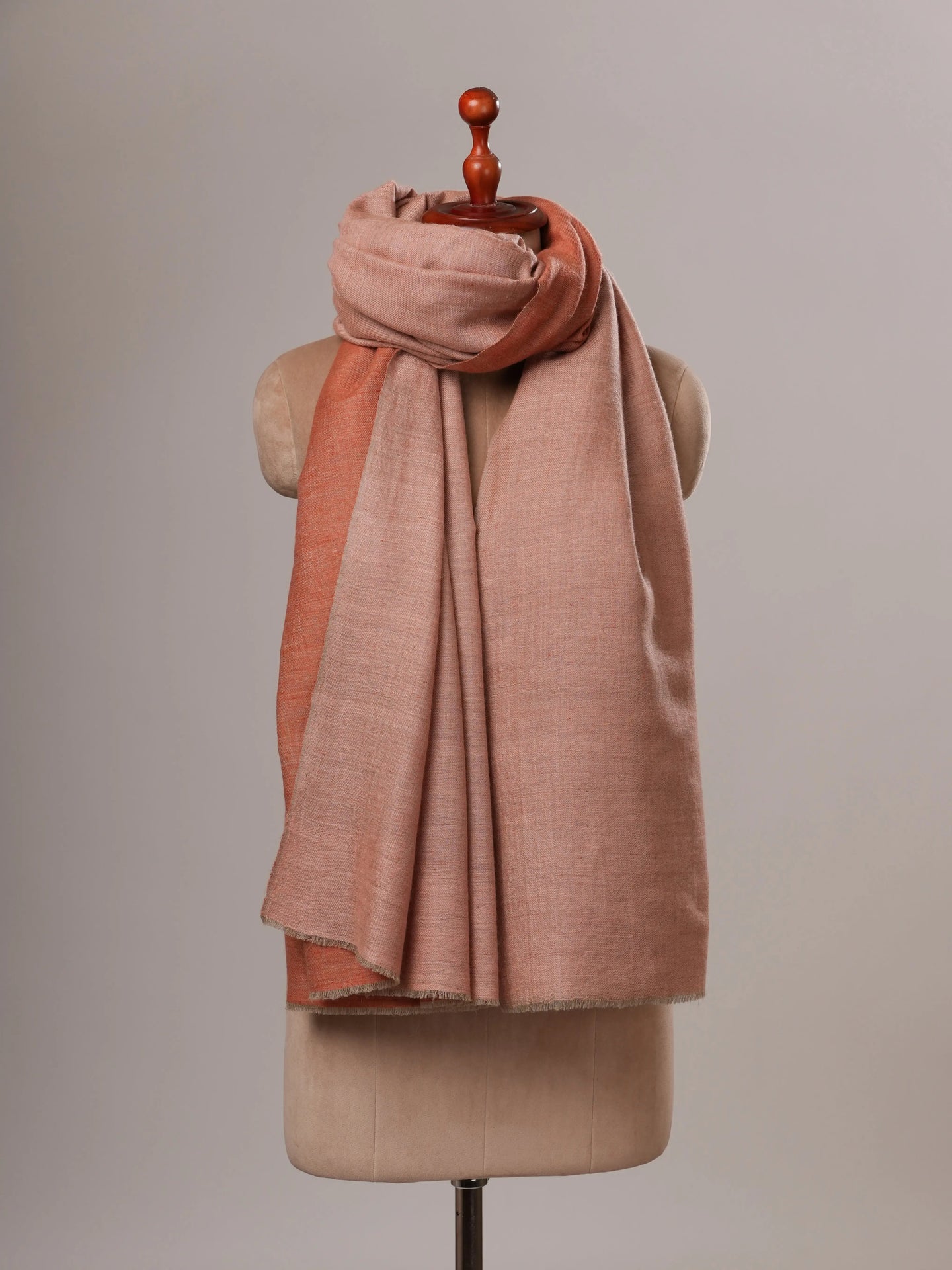 Dual Shade Peach Handspun Baby Soft Pashmina Shawl Shahkaar
