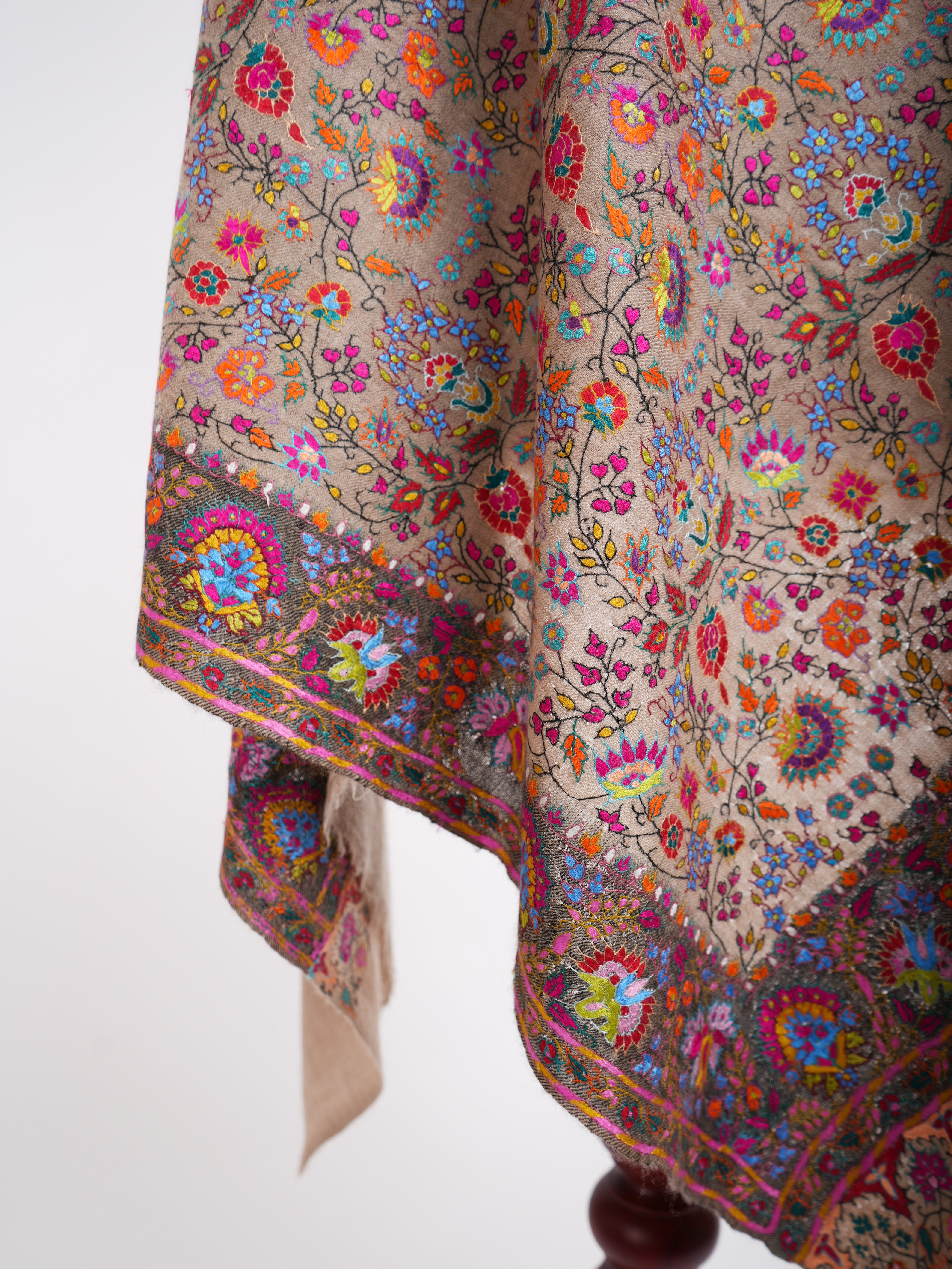 Hand Embroidery Garden Bridal Unique Pashmina Shawl