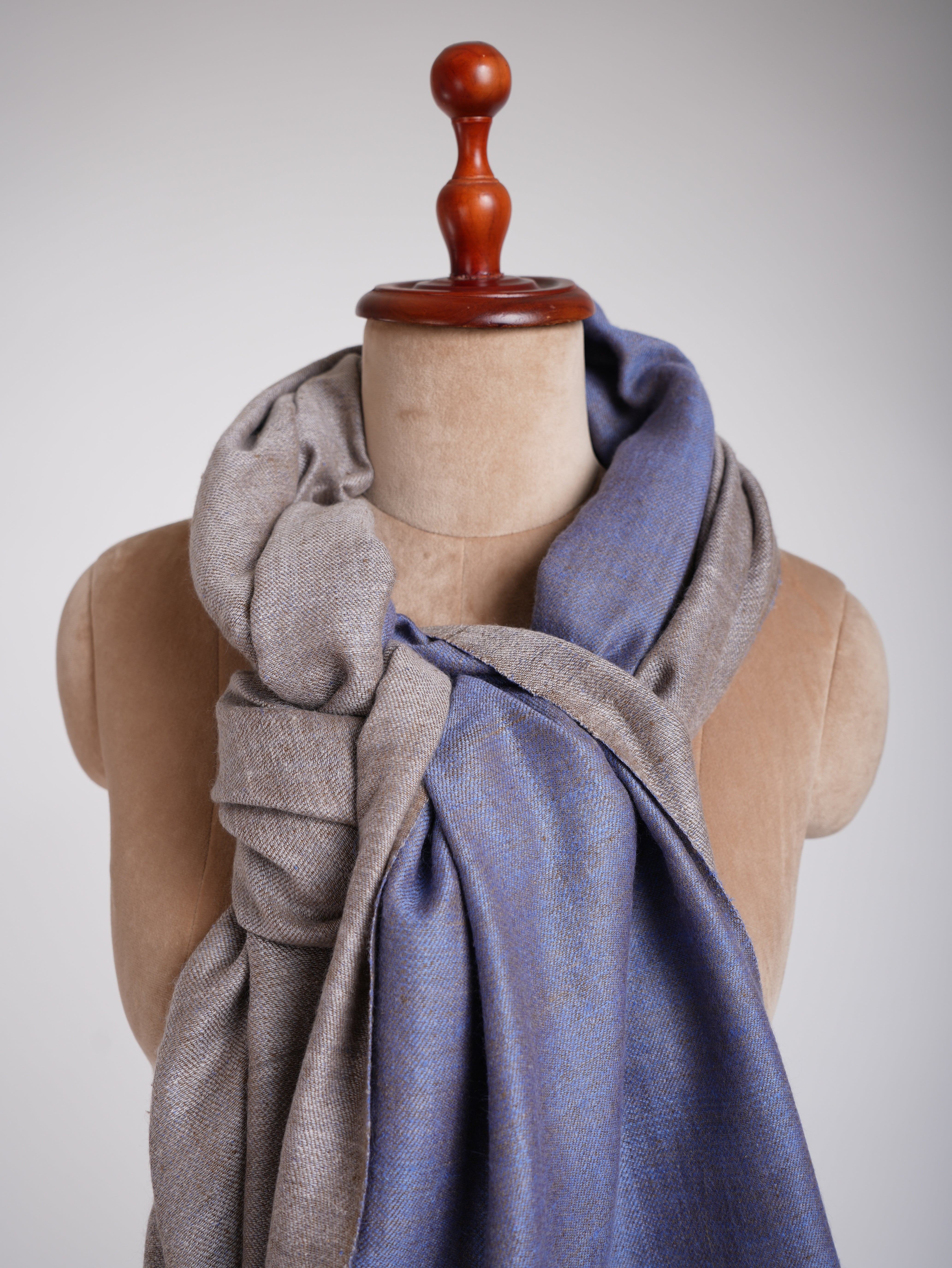 Hand Spun Dorukha Pashmina Shawl Blue Perennial