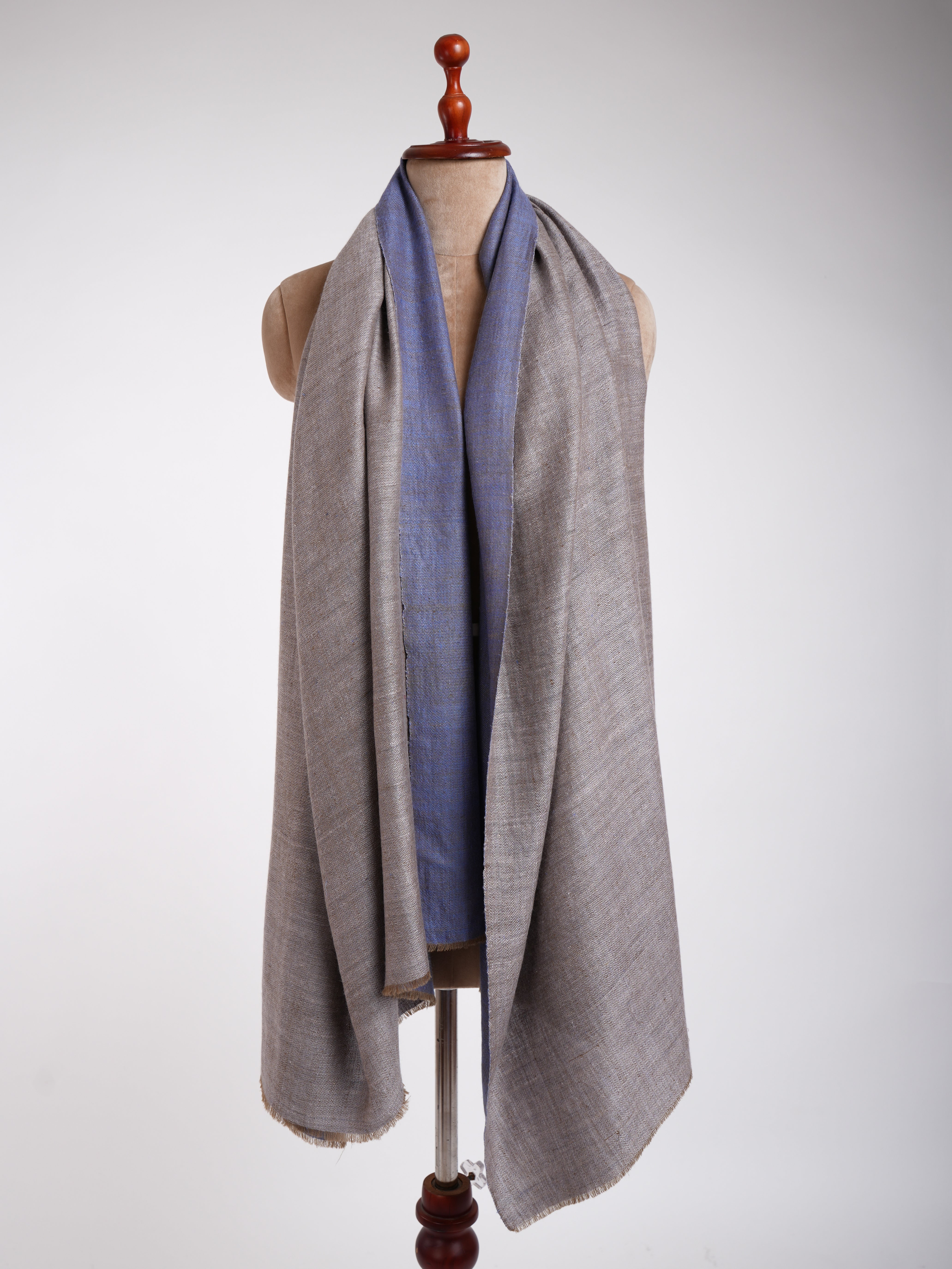 Hand Spun Dorukha Pashmina Shawl Blue Perennial