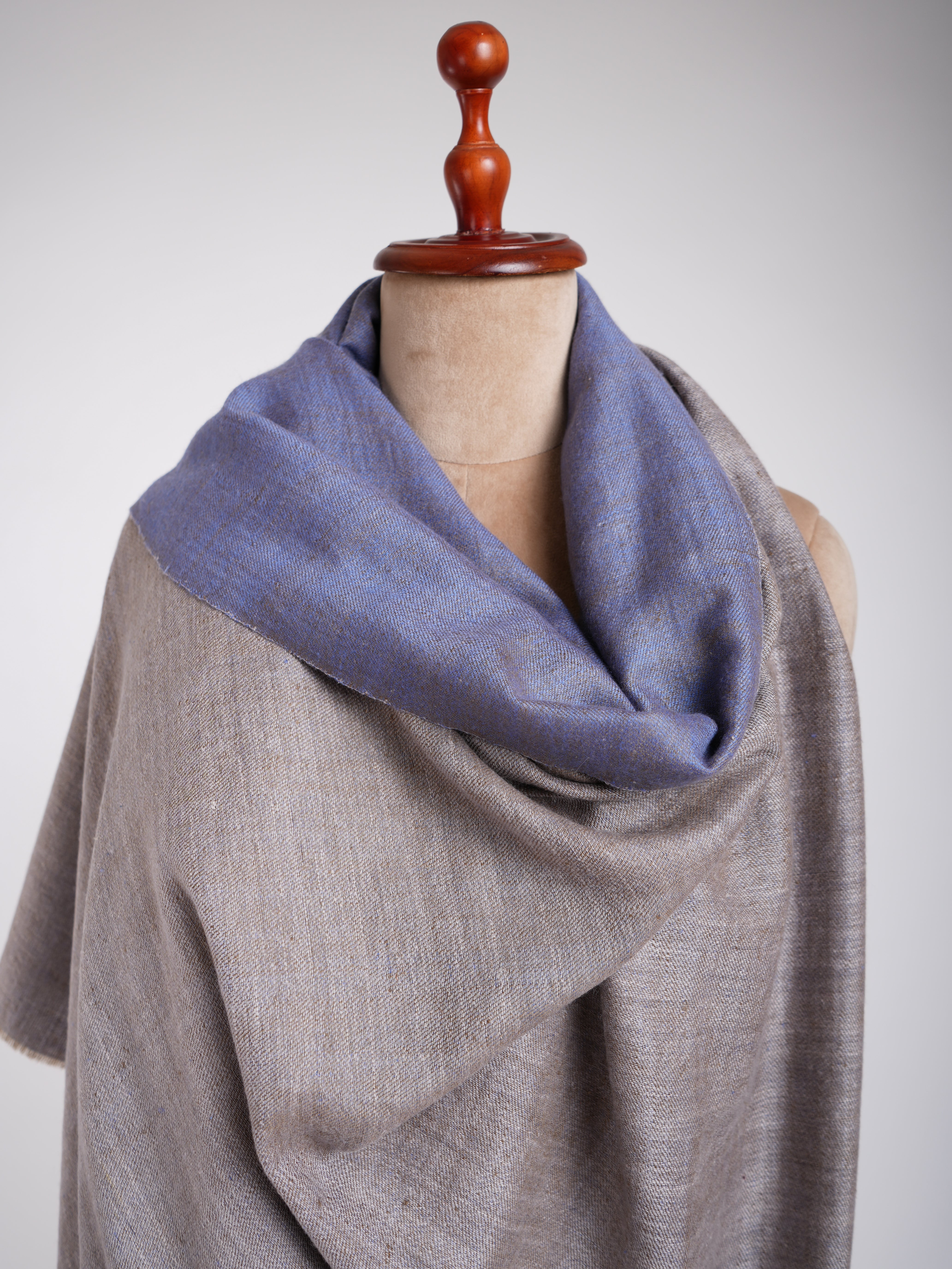 Hand Spun Dorukha Pashmina Shawl Blue Perennial