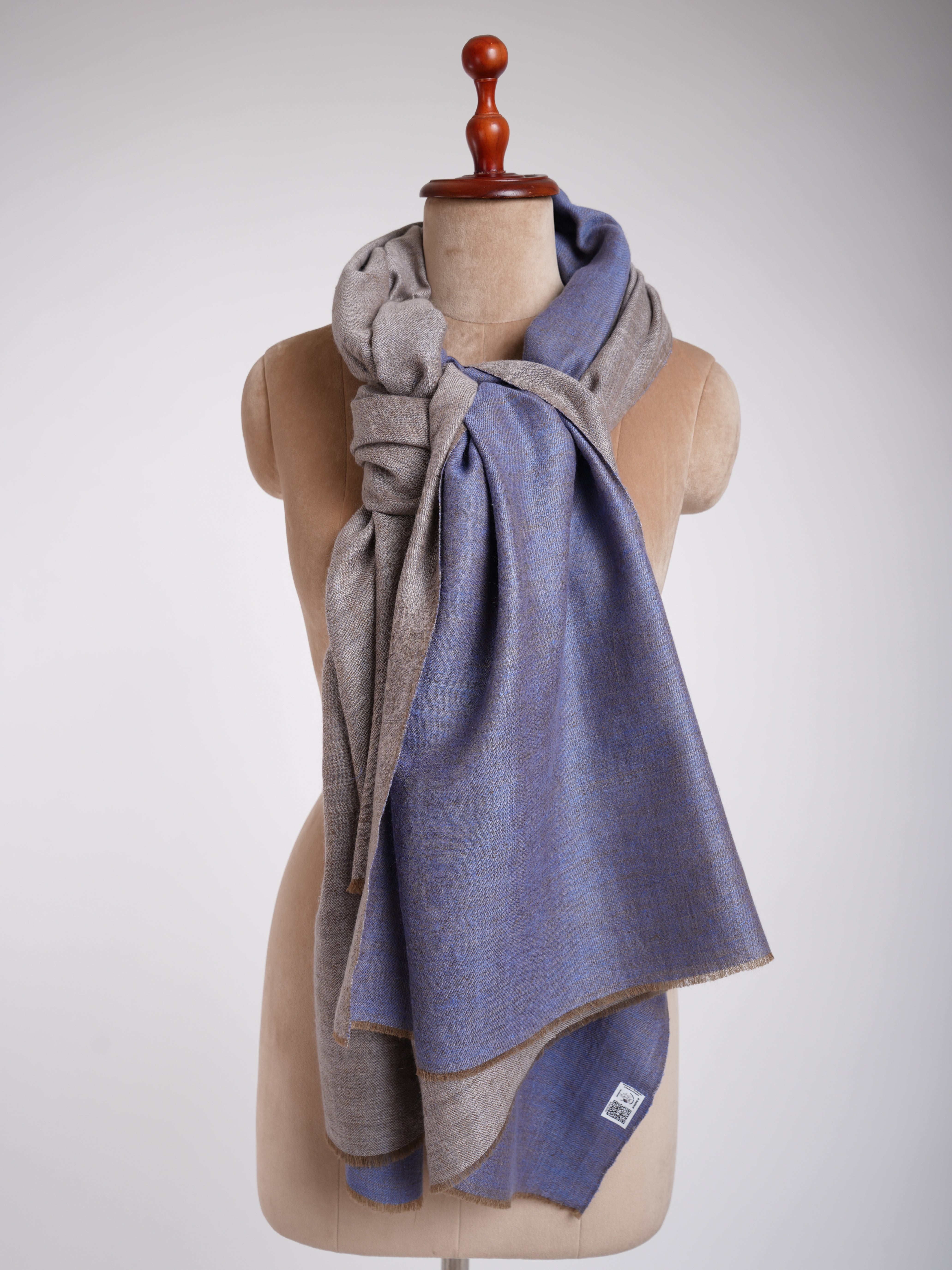 Hand Spun Dorukha Pashmina Shawl Blue Perennial