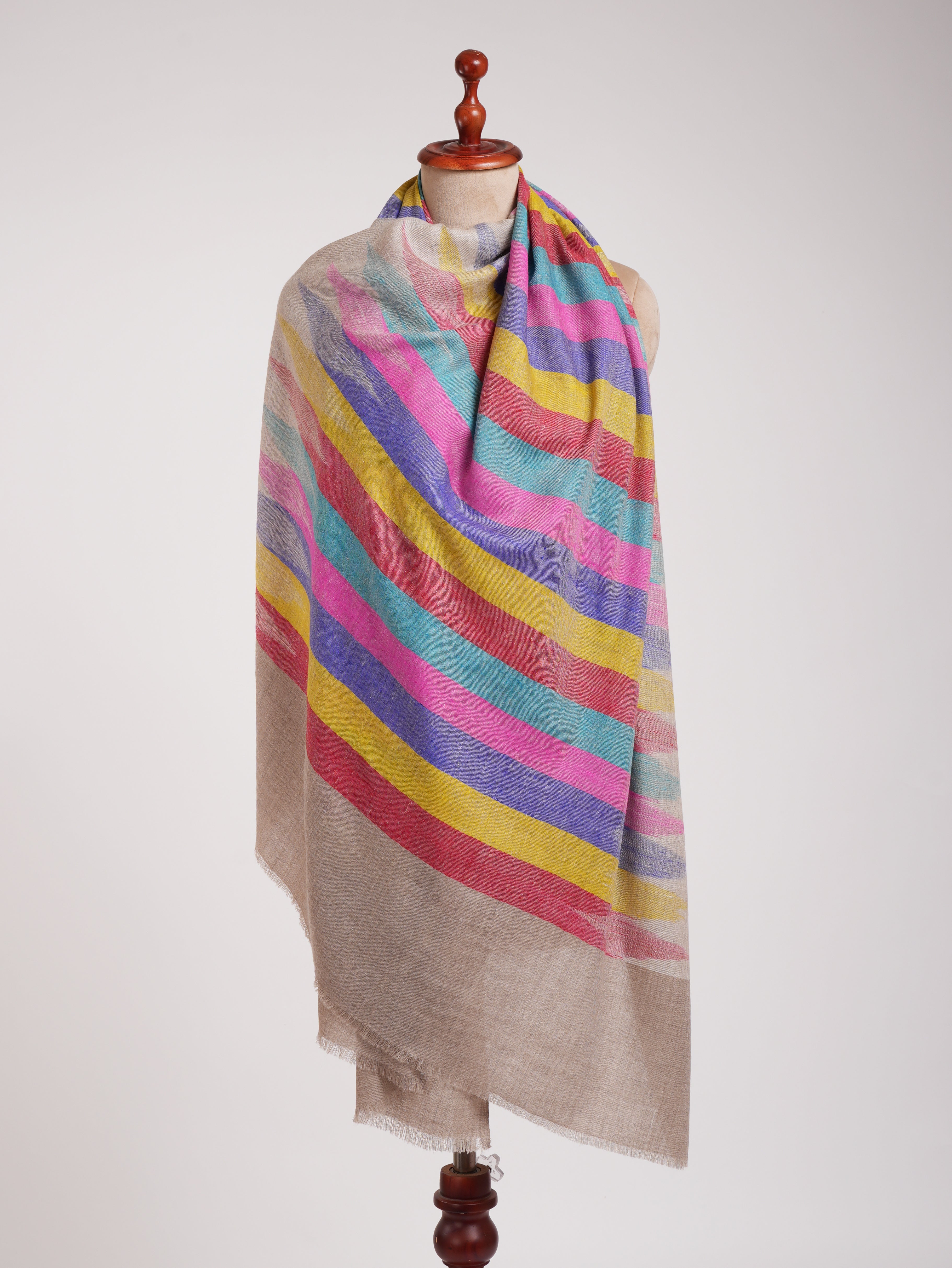 Handloomed Soft Cashmere Pashmina  Ikat Shawl