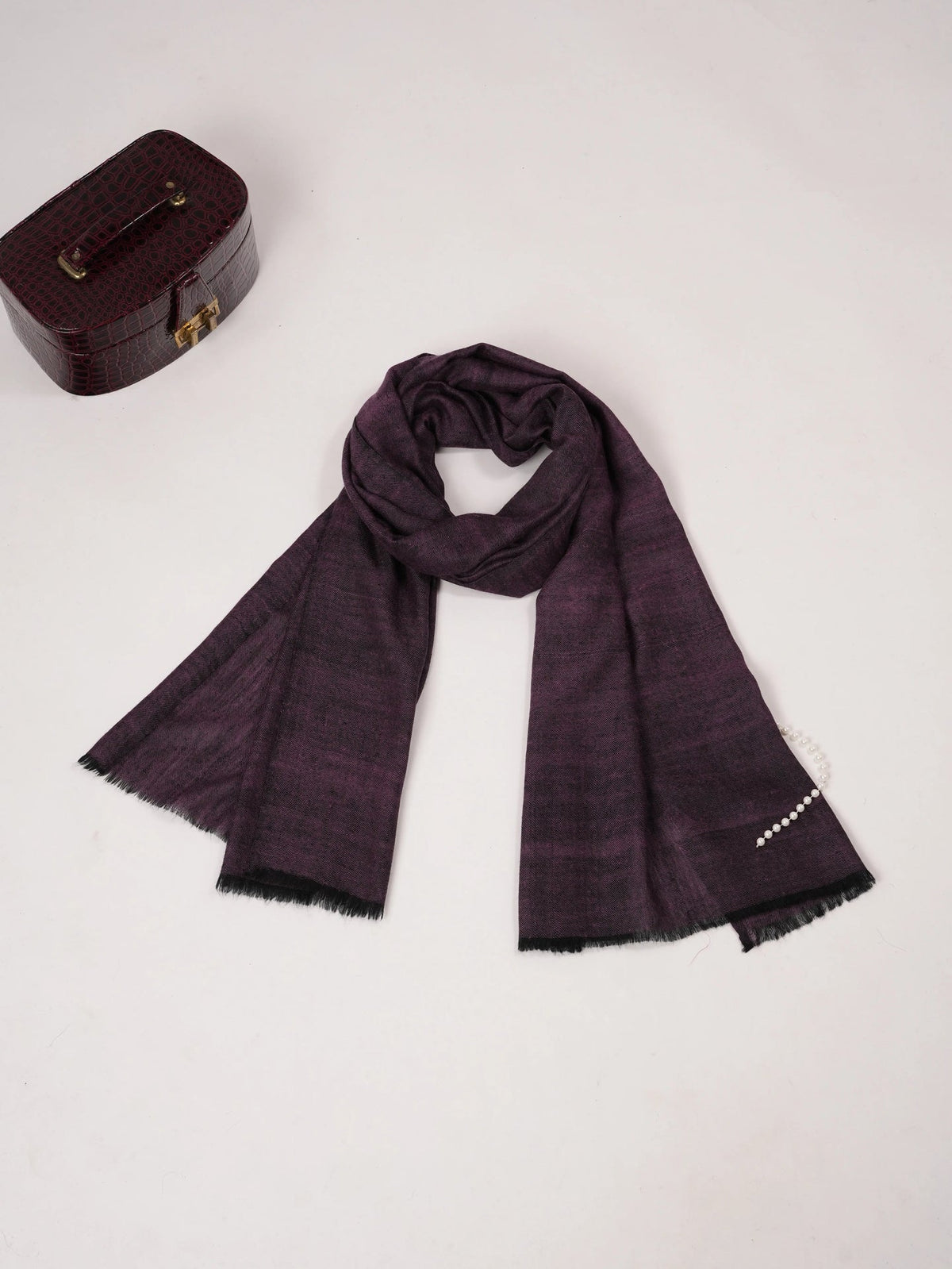 Pure Cashmere Scarf with Cross Shade Handwoven