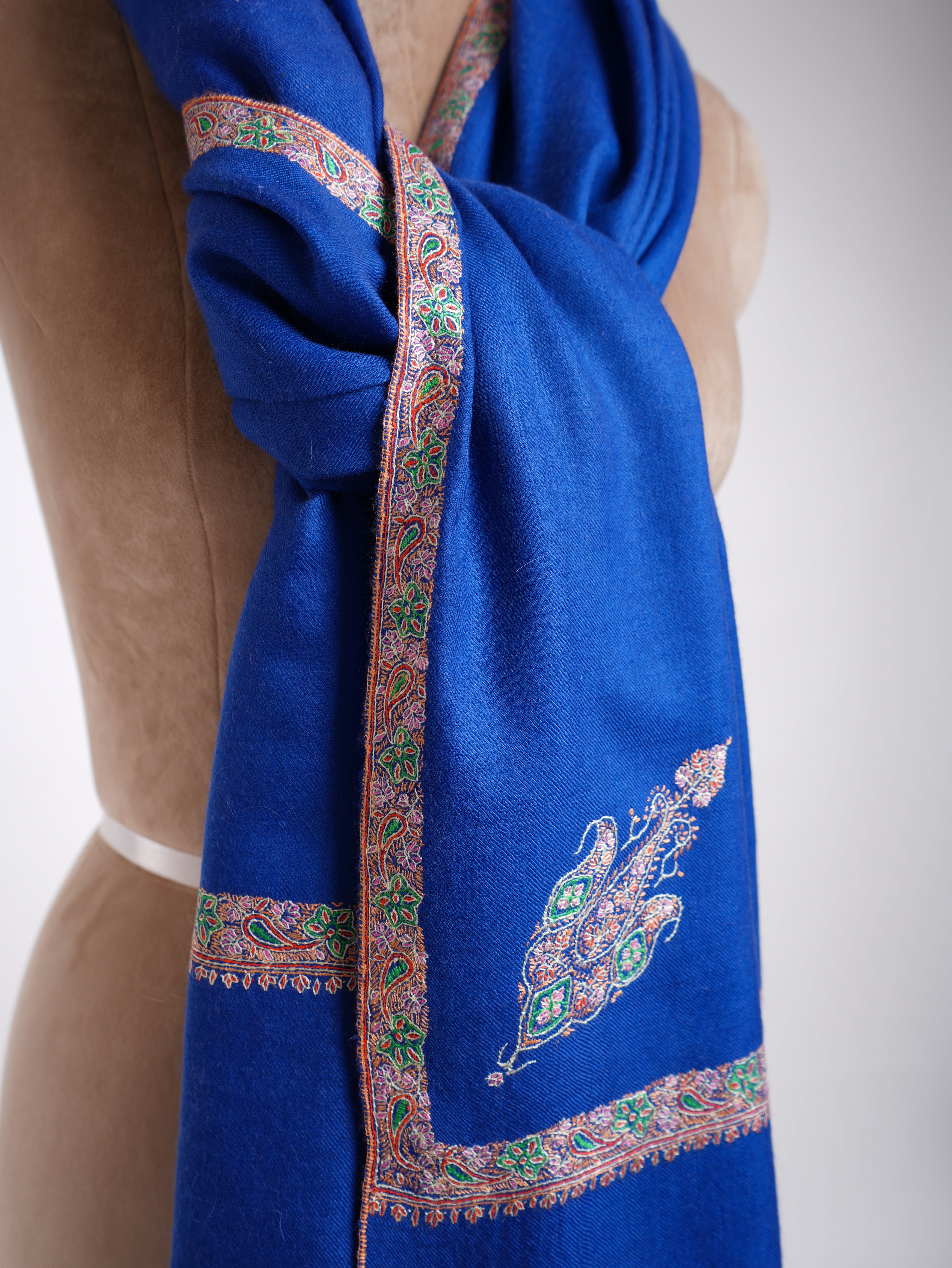 Kashmiri Pashmina Shawl Hand Embroidered Blue