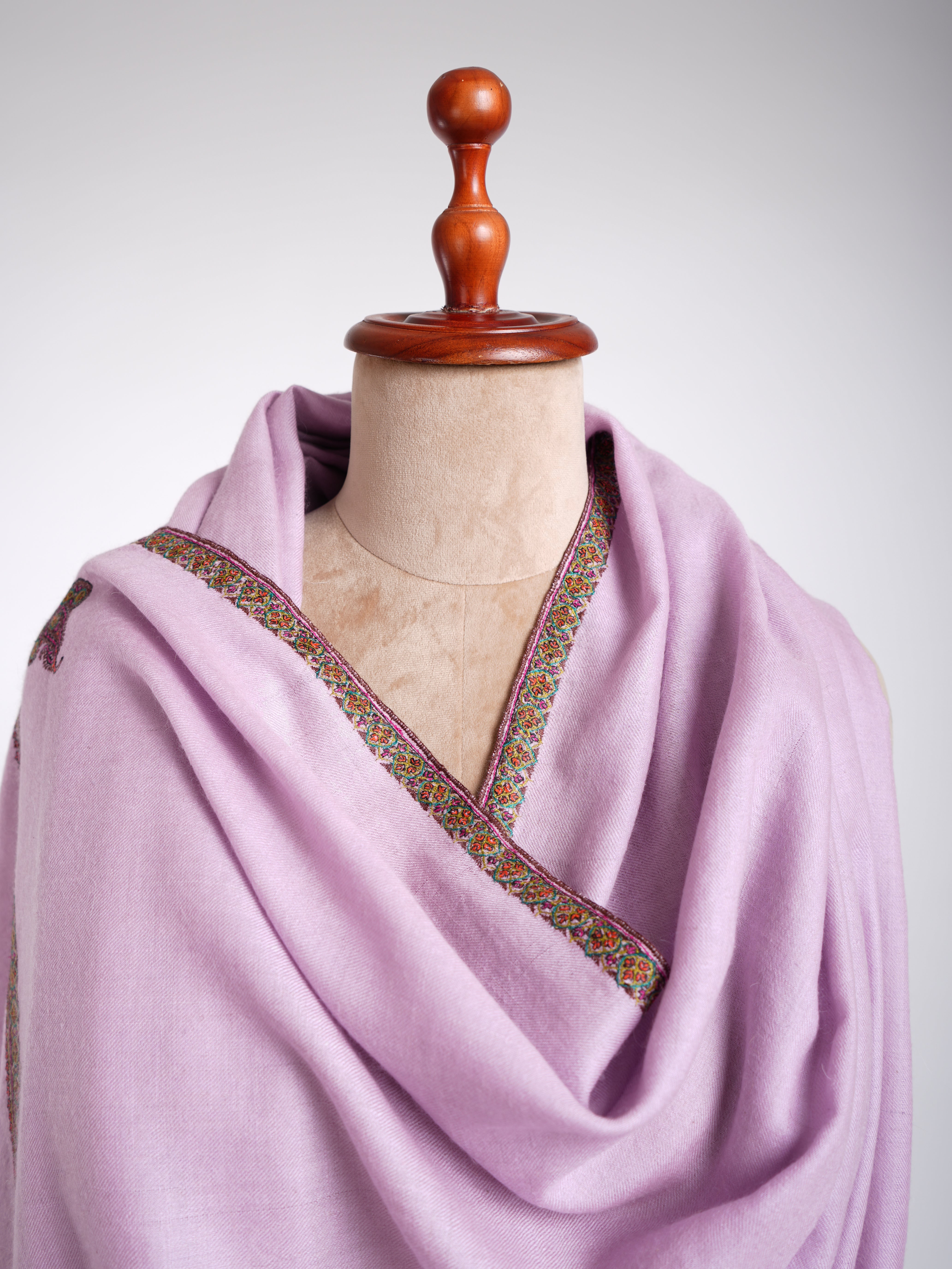 Coin Hashia Sozni Broderie Pashmina Pastel Lilas