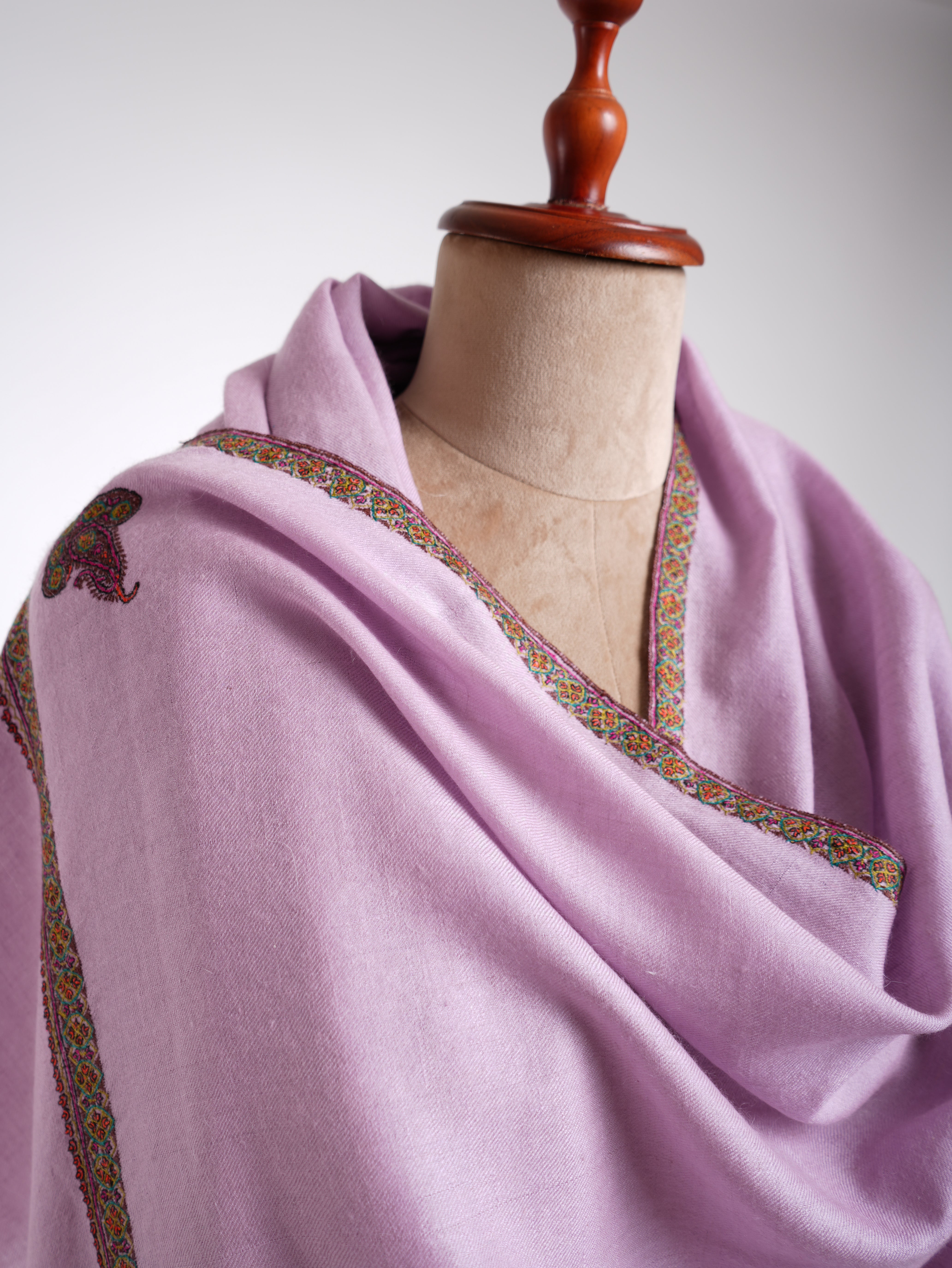 Coin Hashia Sozni Broderie Pashmina Pastel Lilas