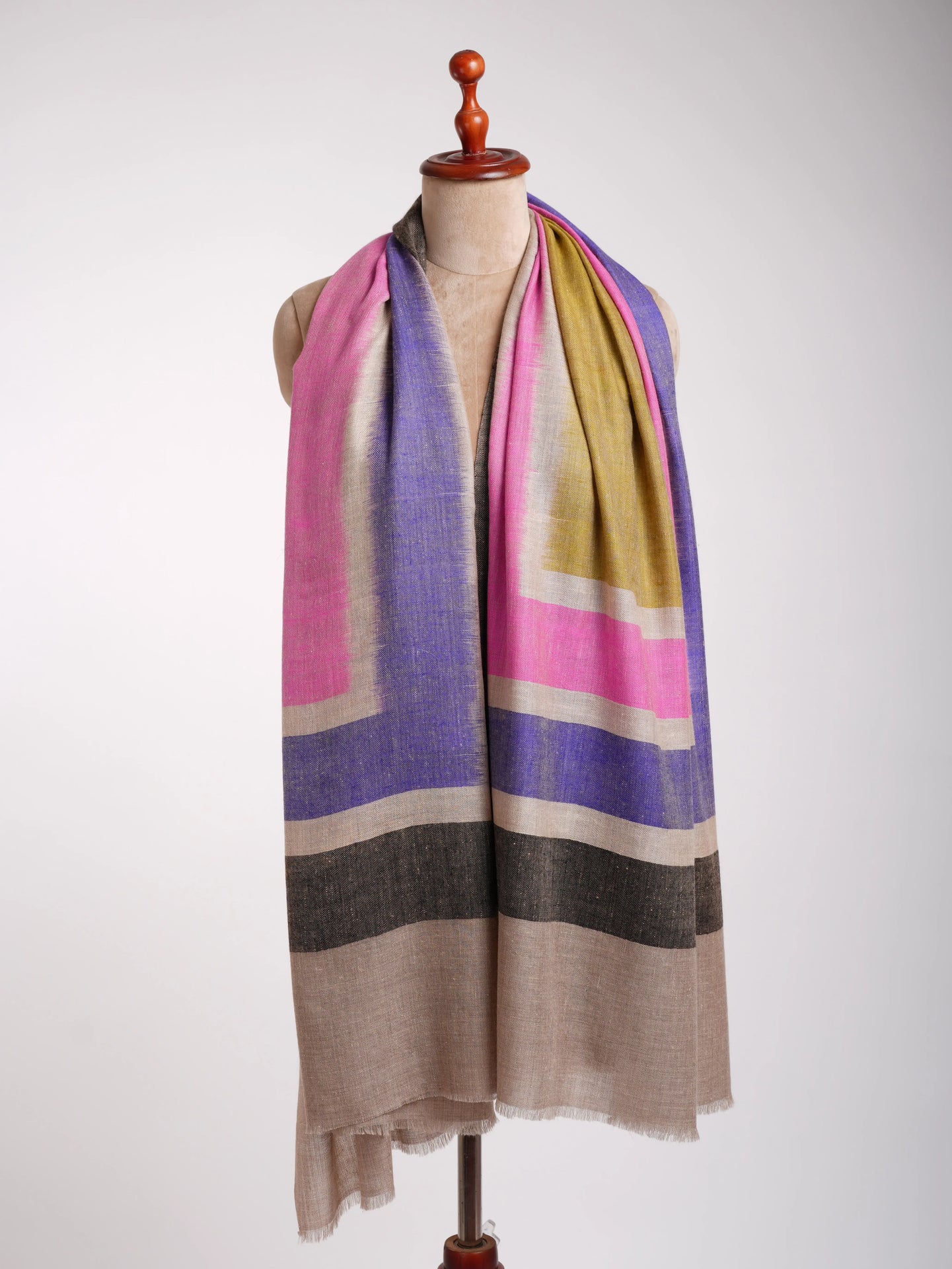 Artisan Crafted Baby Soft Ikat Handloomed Pashmina Shawl Shahkaar