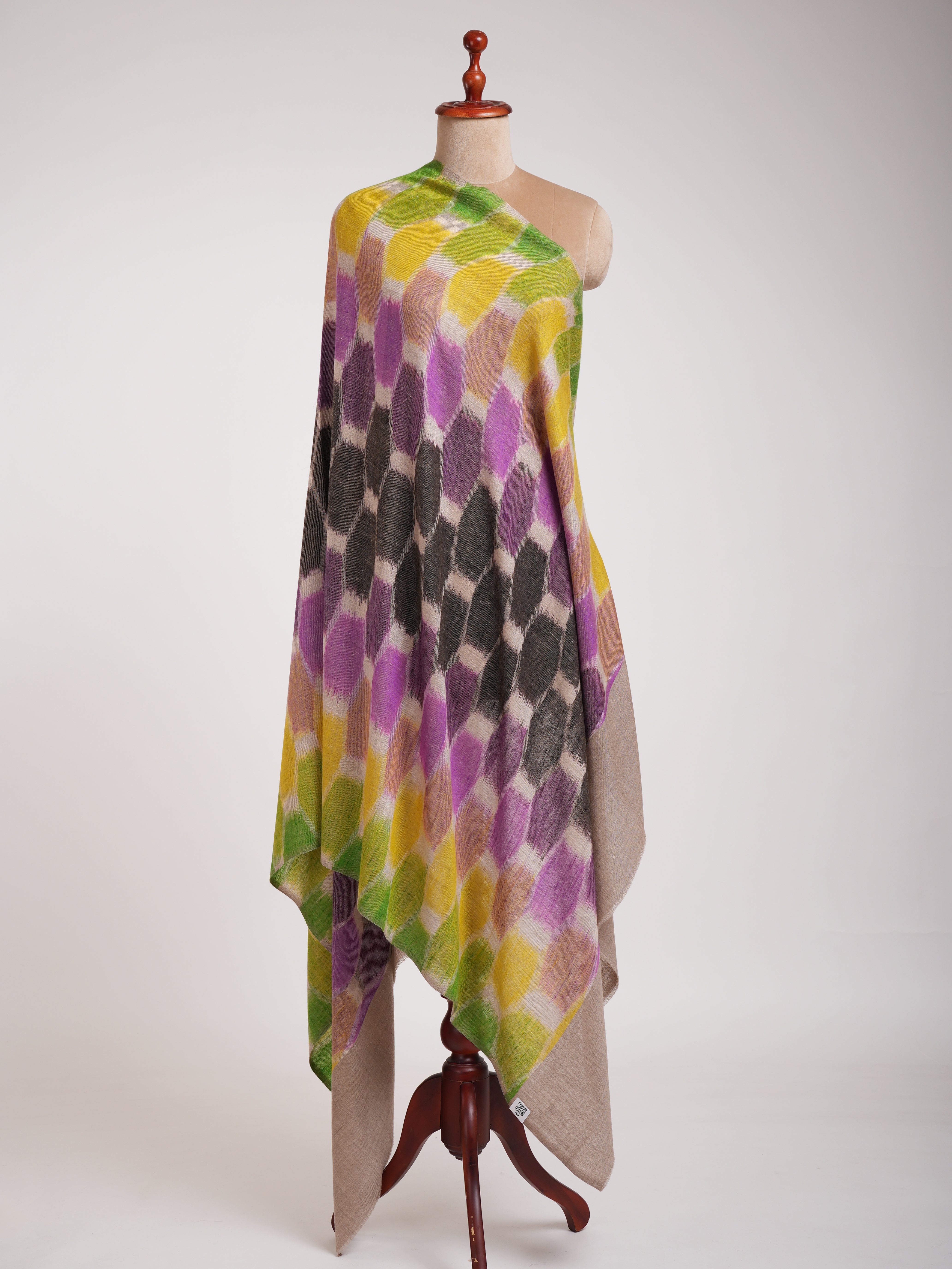 Handwoven Ikat Original Kashmiri Pashmina Shawl