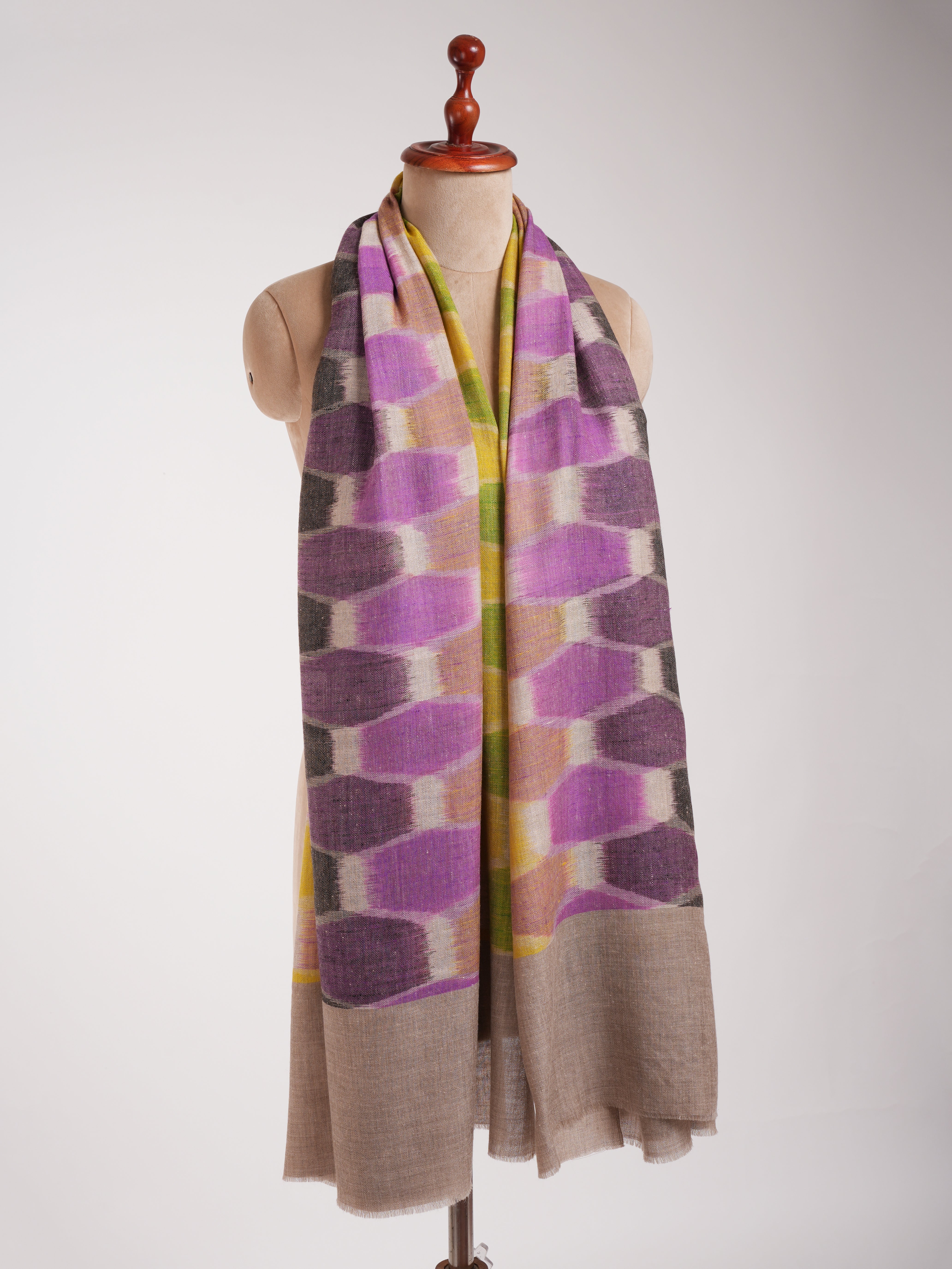 Handwoven Ikat Original Kashmiri Pashmina Shawl