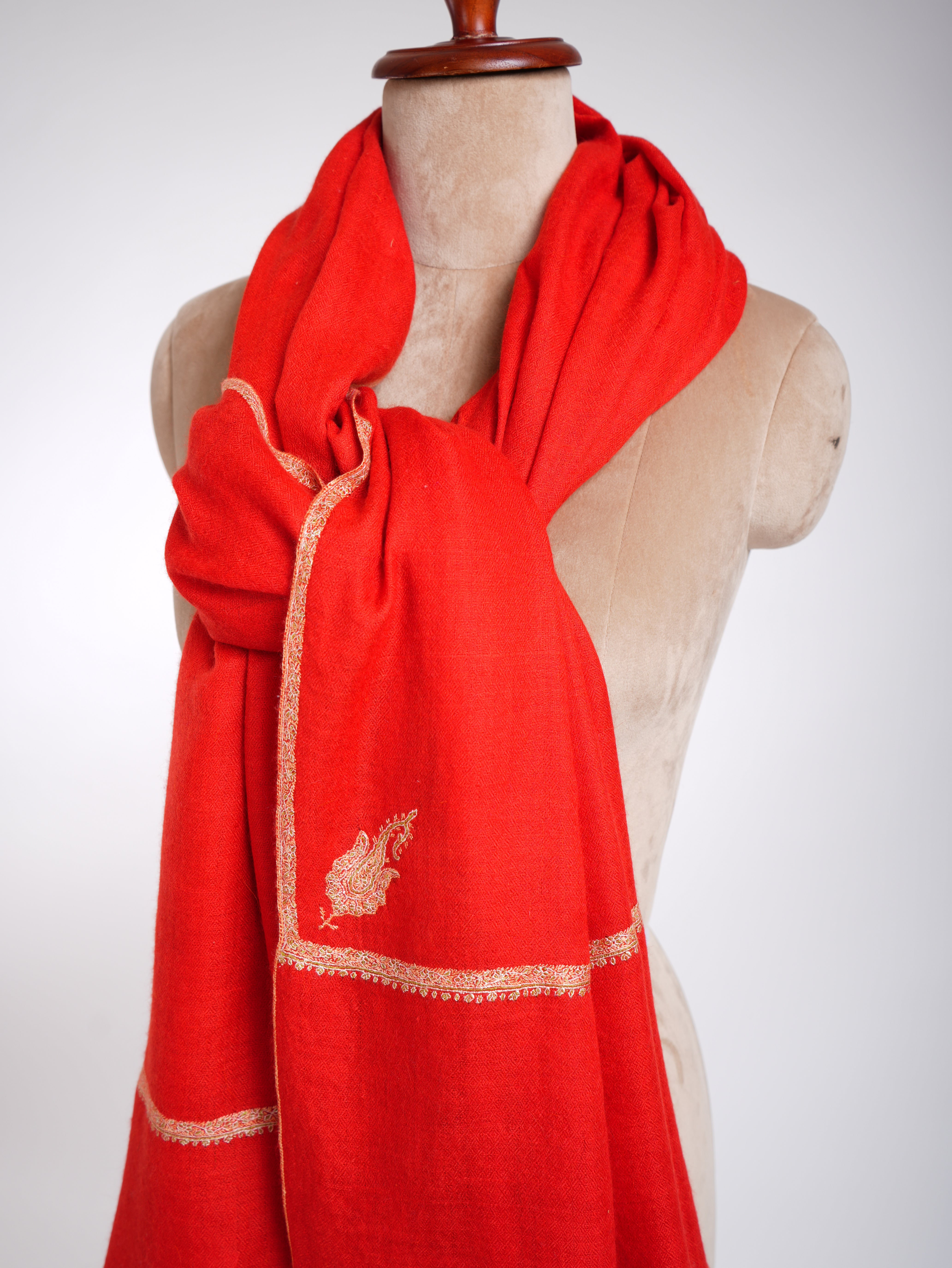 Baildar Handmade Bridal Pashmina Shawl Red