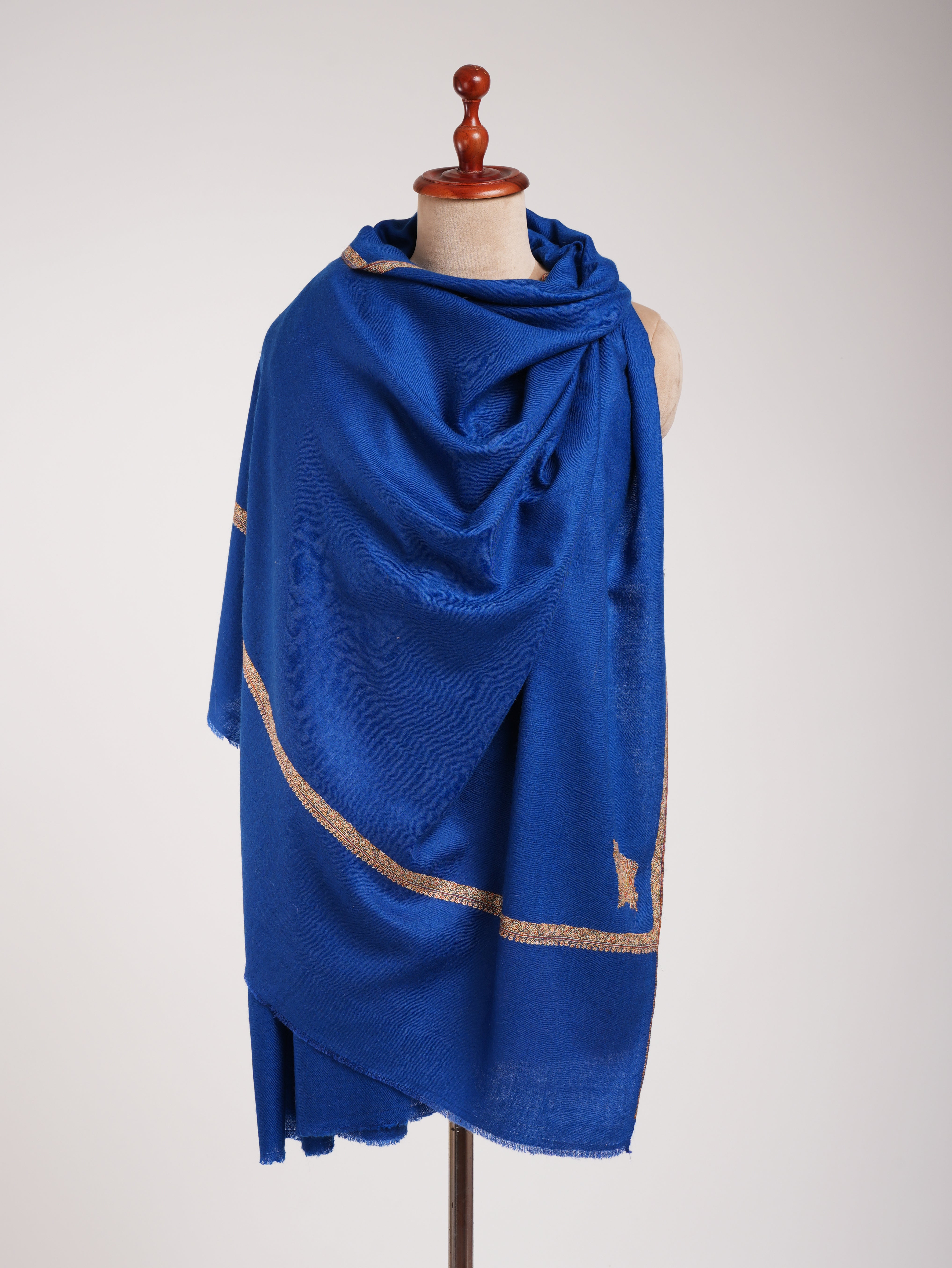 Châchis de Pashmina Cachemine Blue Hashia égyptienne Sozni Sozni