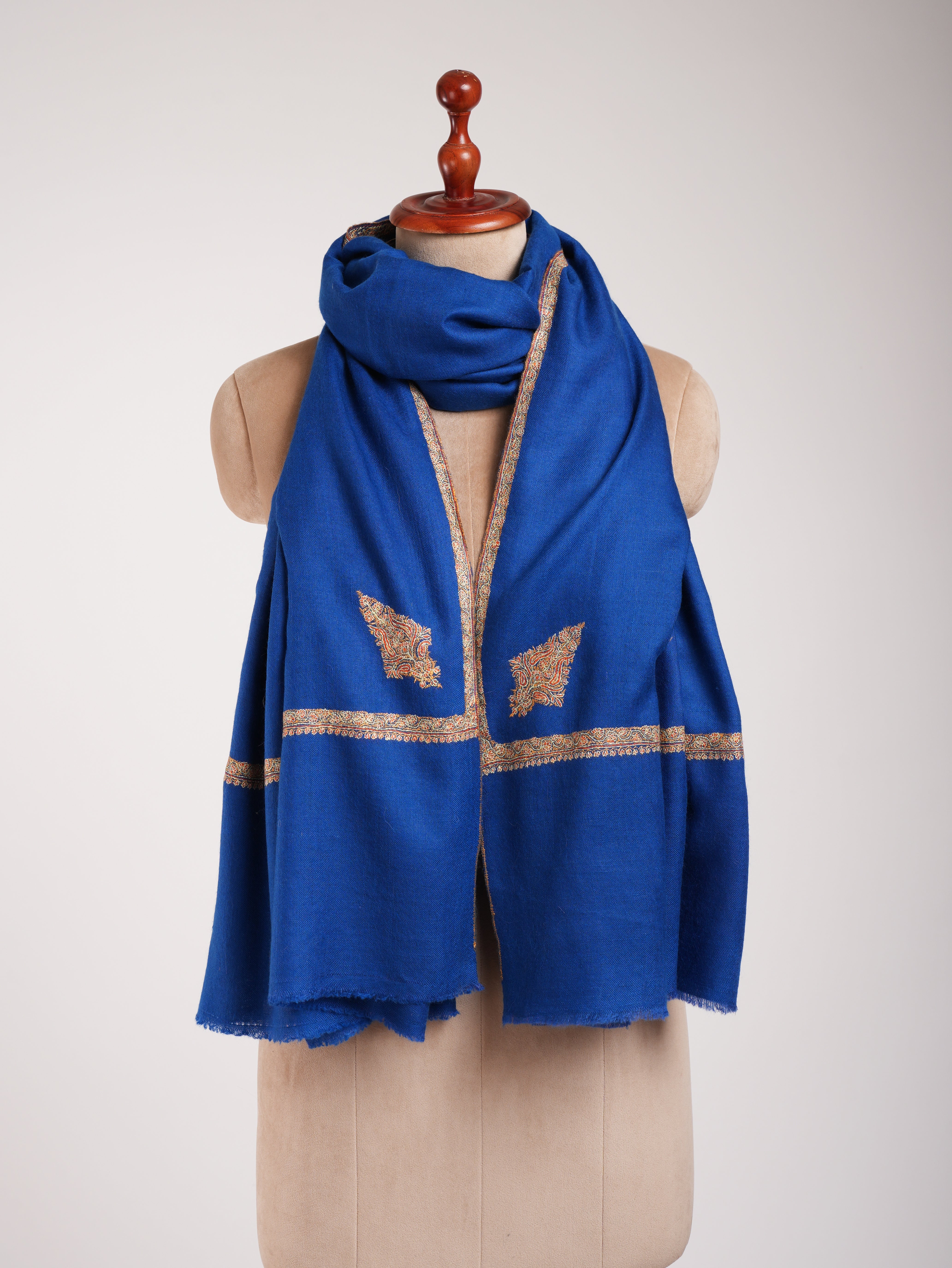 Châchis de Pashmina Cachemine Blue Hashia égyptienne Sozni Sozni