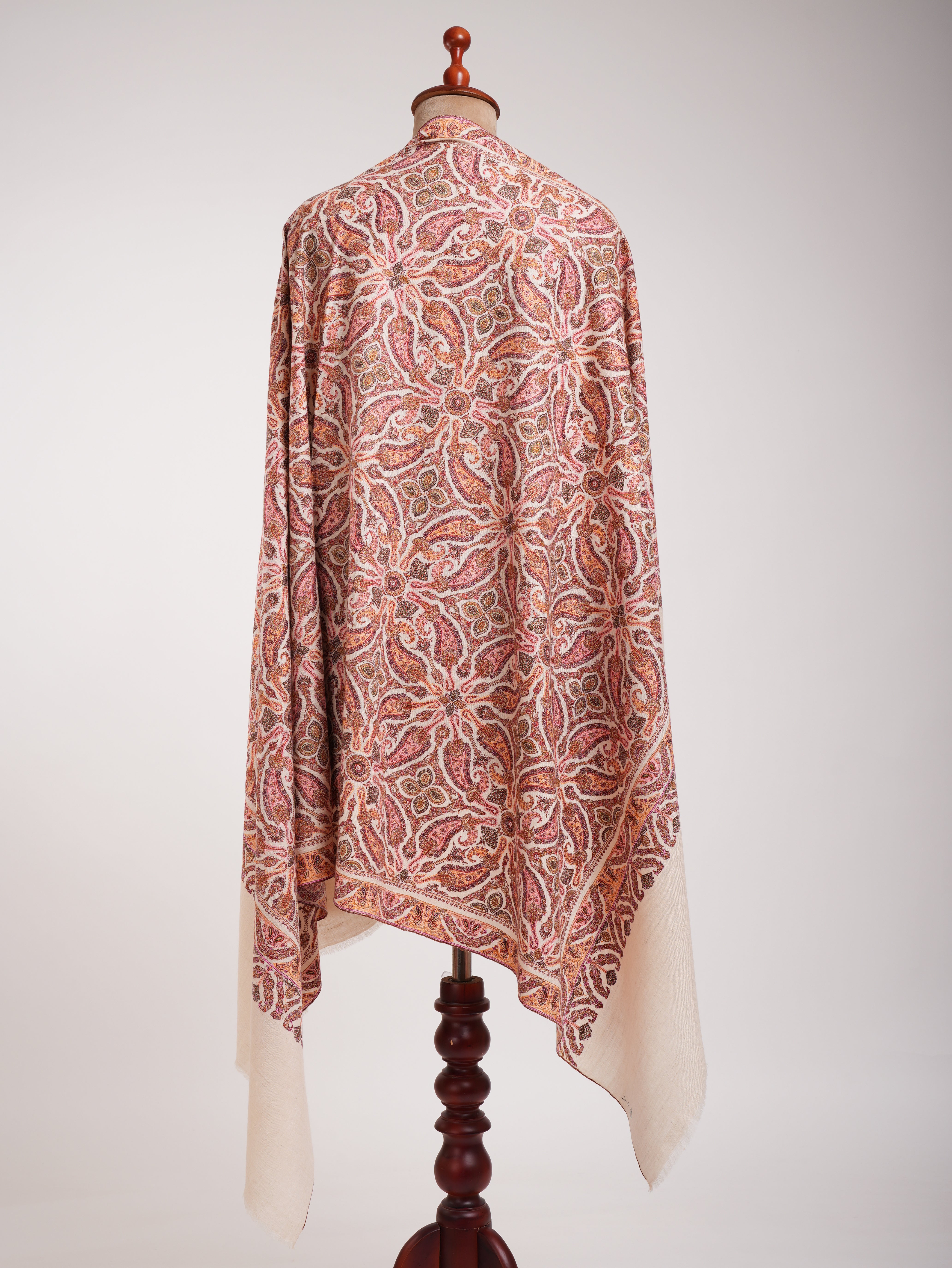 Fine Silk Sozni Embroidered Kashmiri Wedding Jamavar Shawl