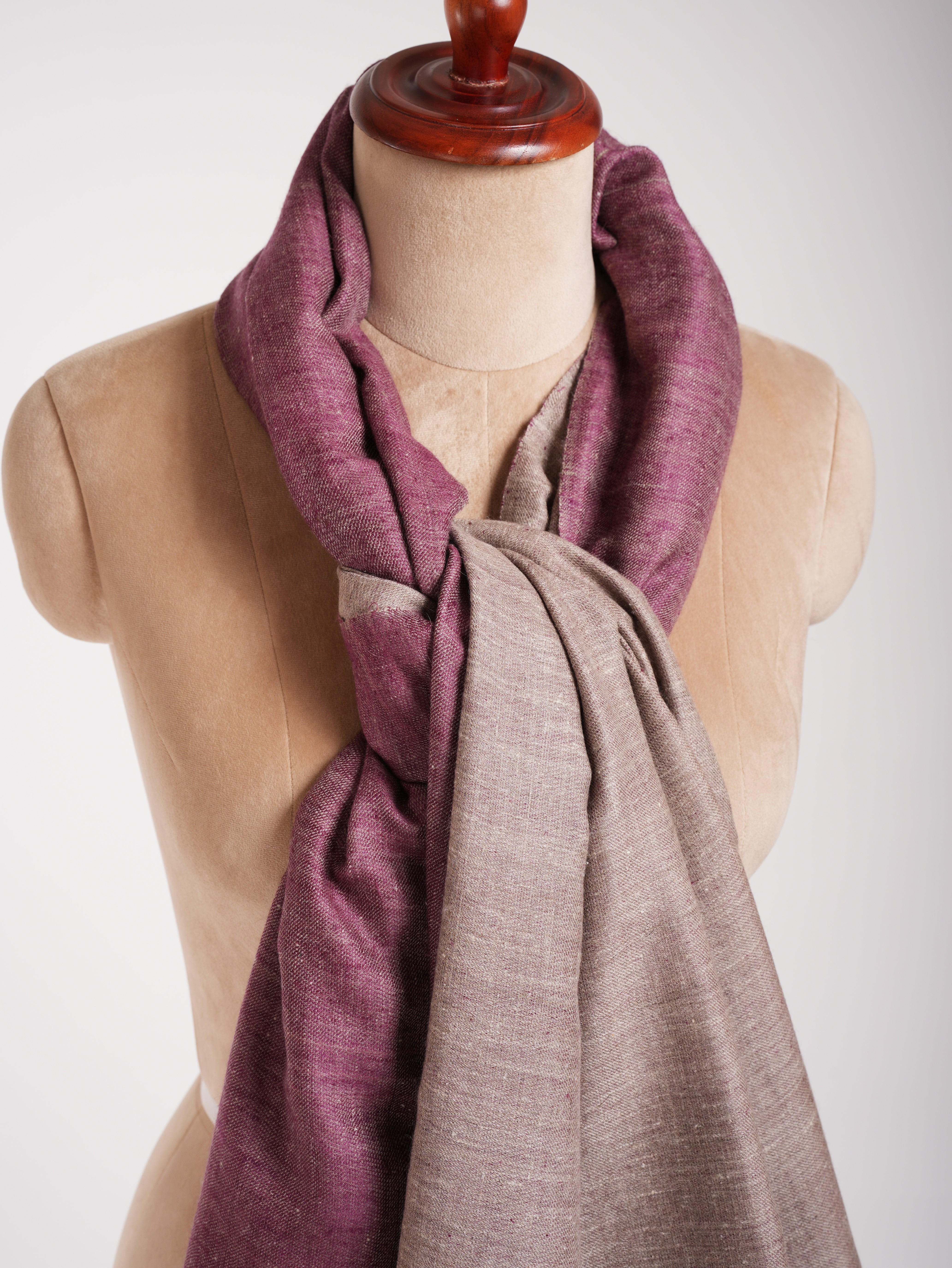 Wine and Beige Color Dualshade Pashmina Shawl