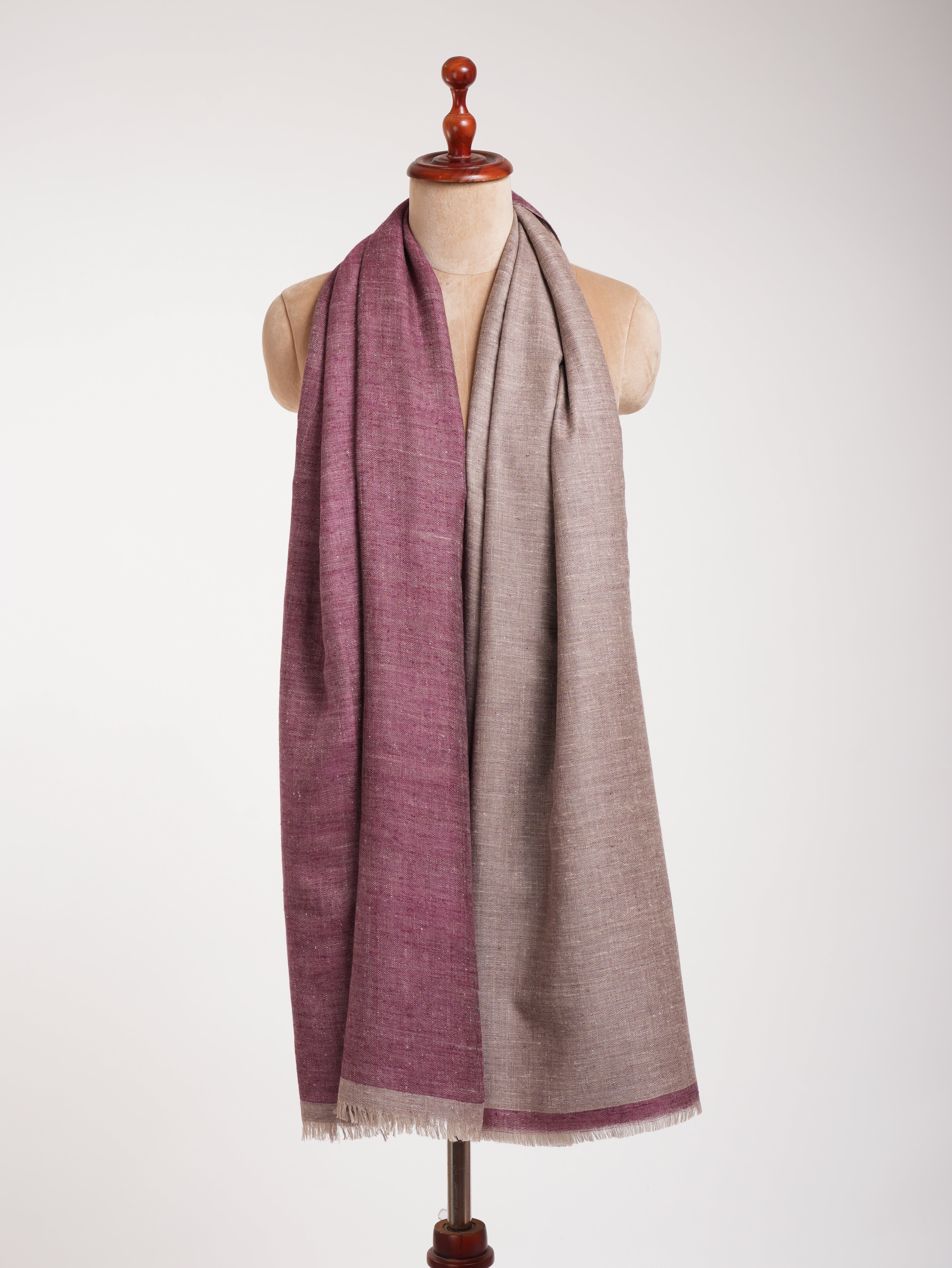 Wine and Beige Color Dualshade Pashmina Shawl