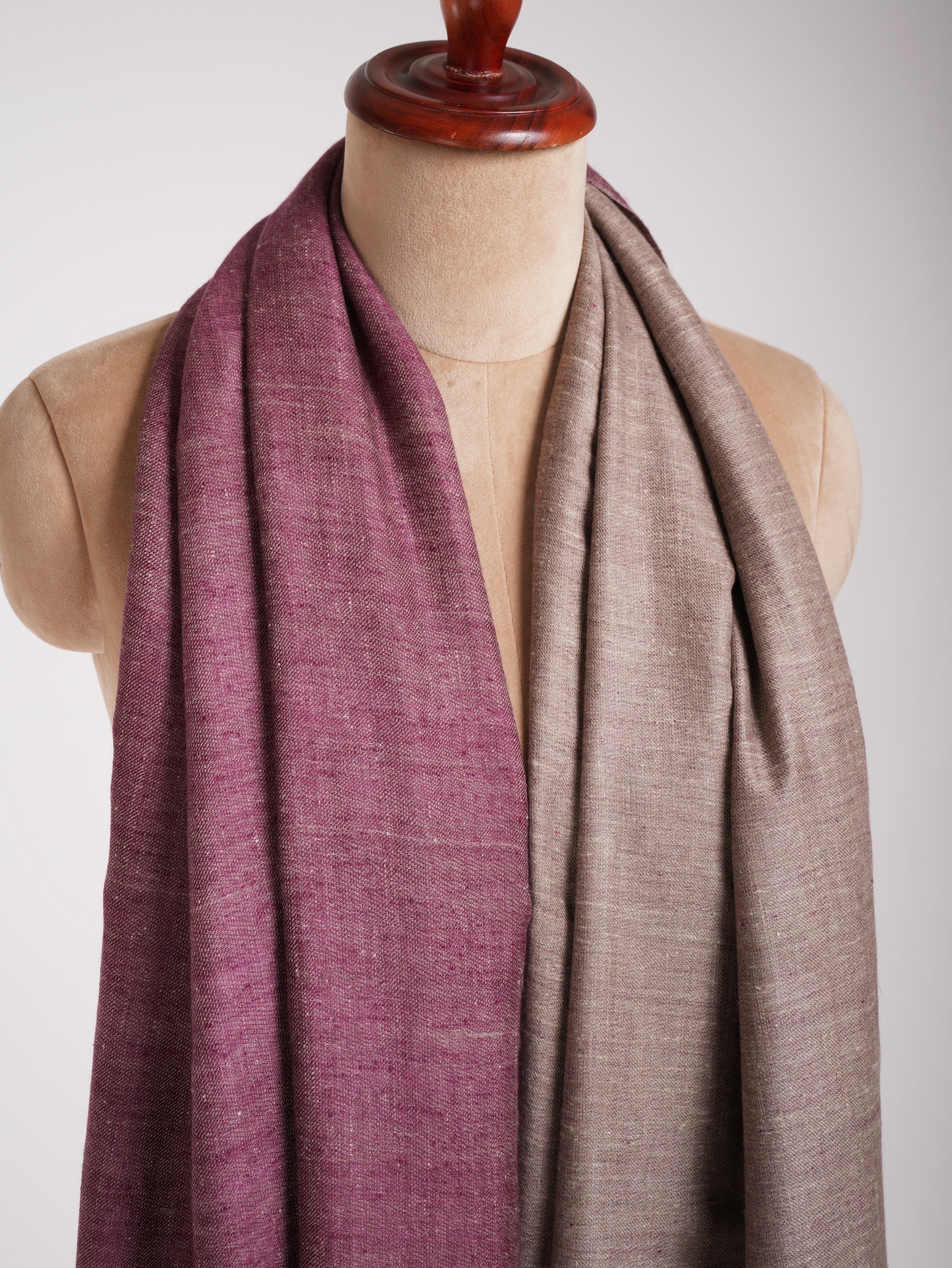 Wine and Beige Color Dualshade Pashmina Shawl