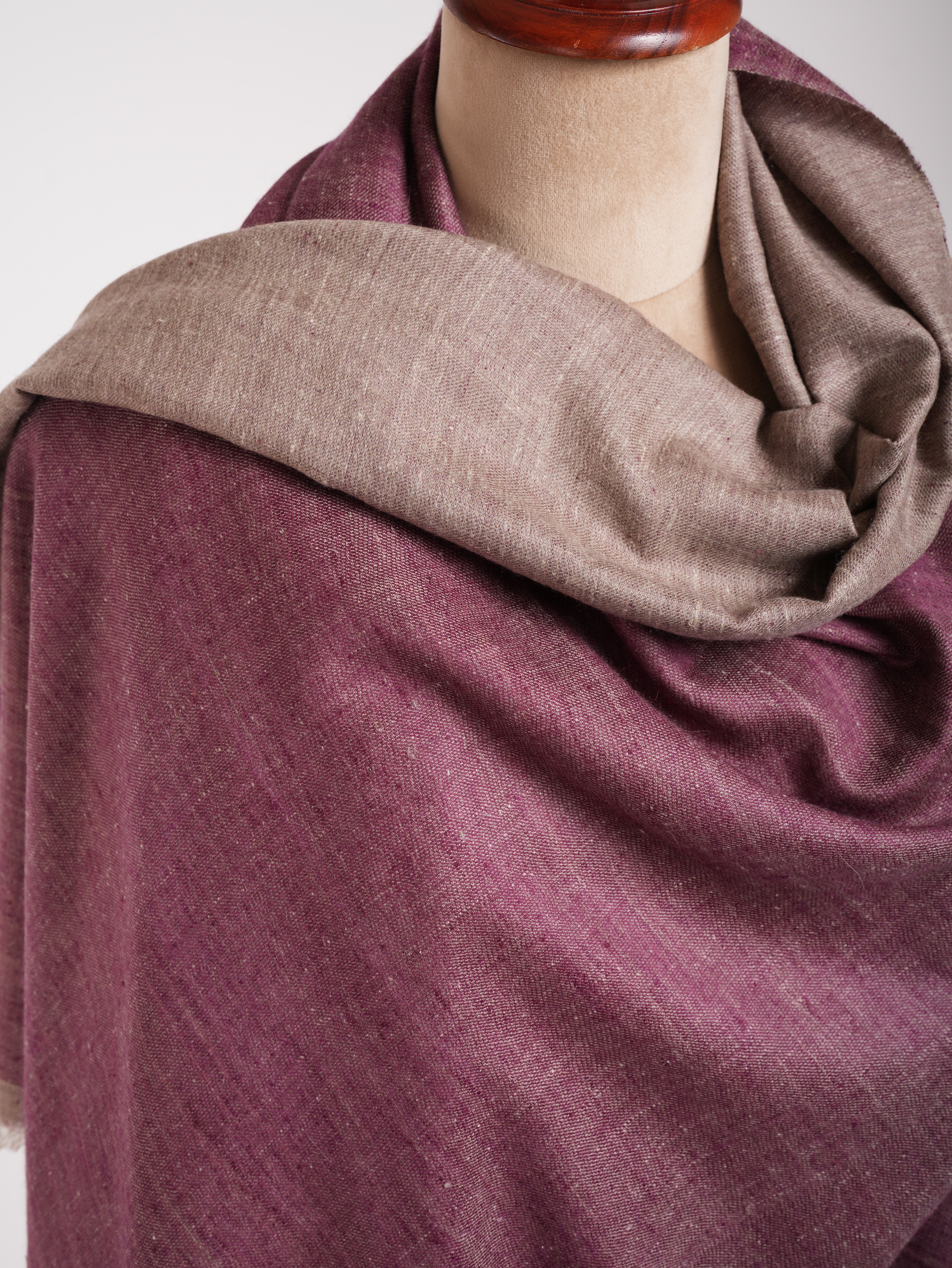 Wine and Beige Color Dualshade Pashmina Shawl