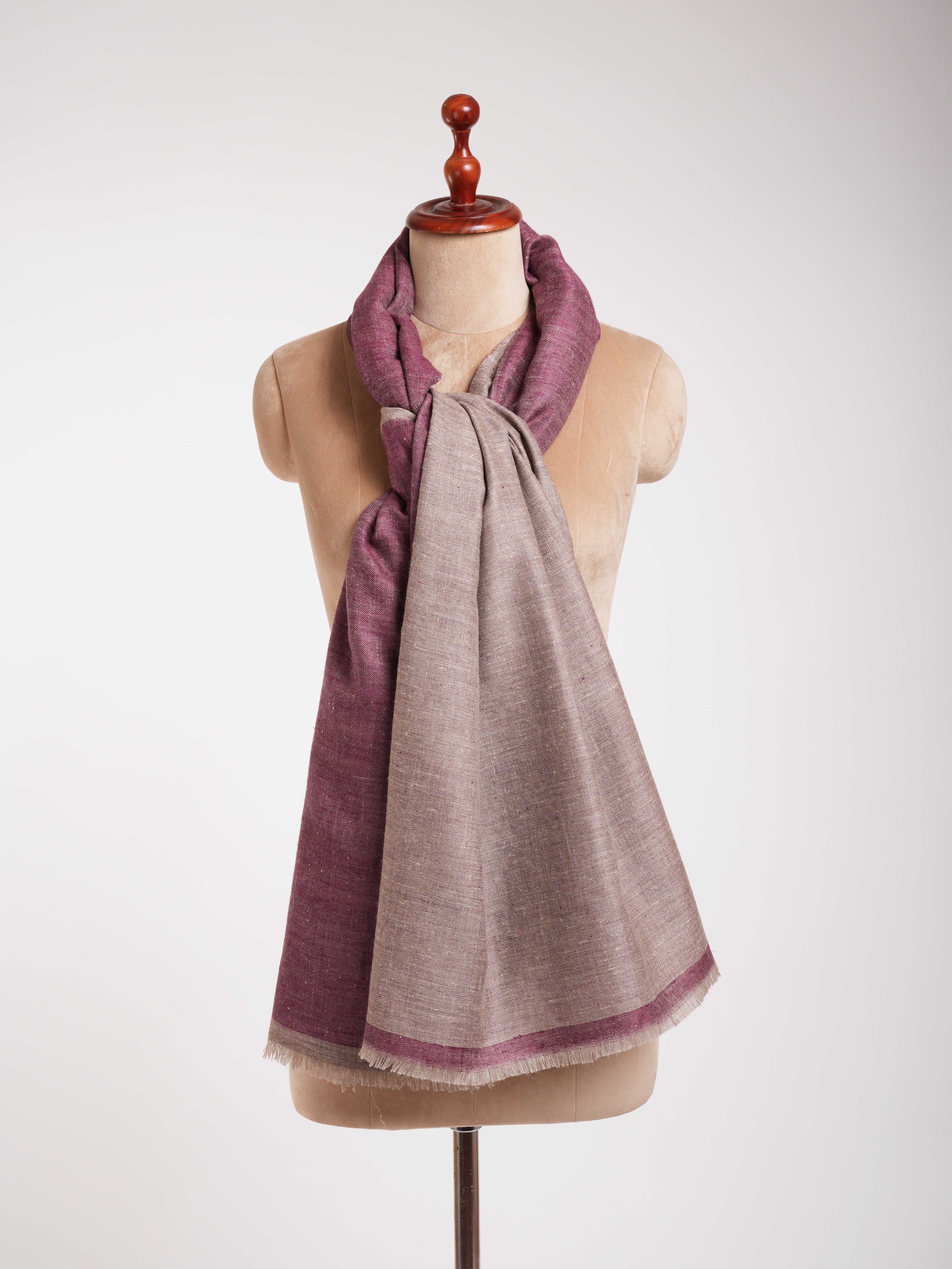 Wine and Beige Color Dualshade Pashmina Shawl