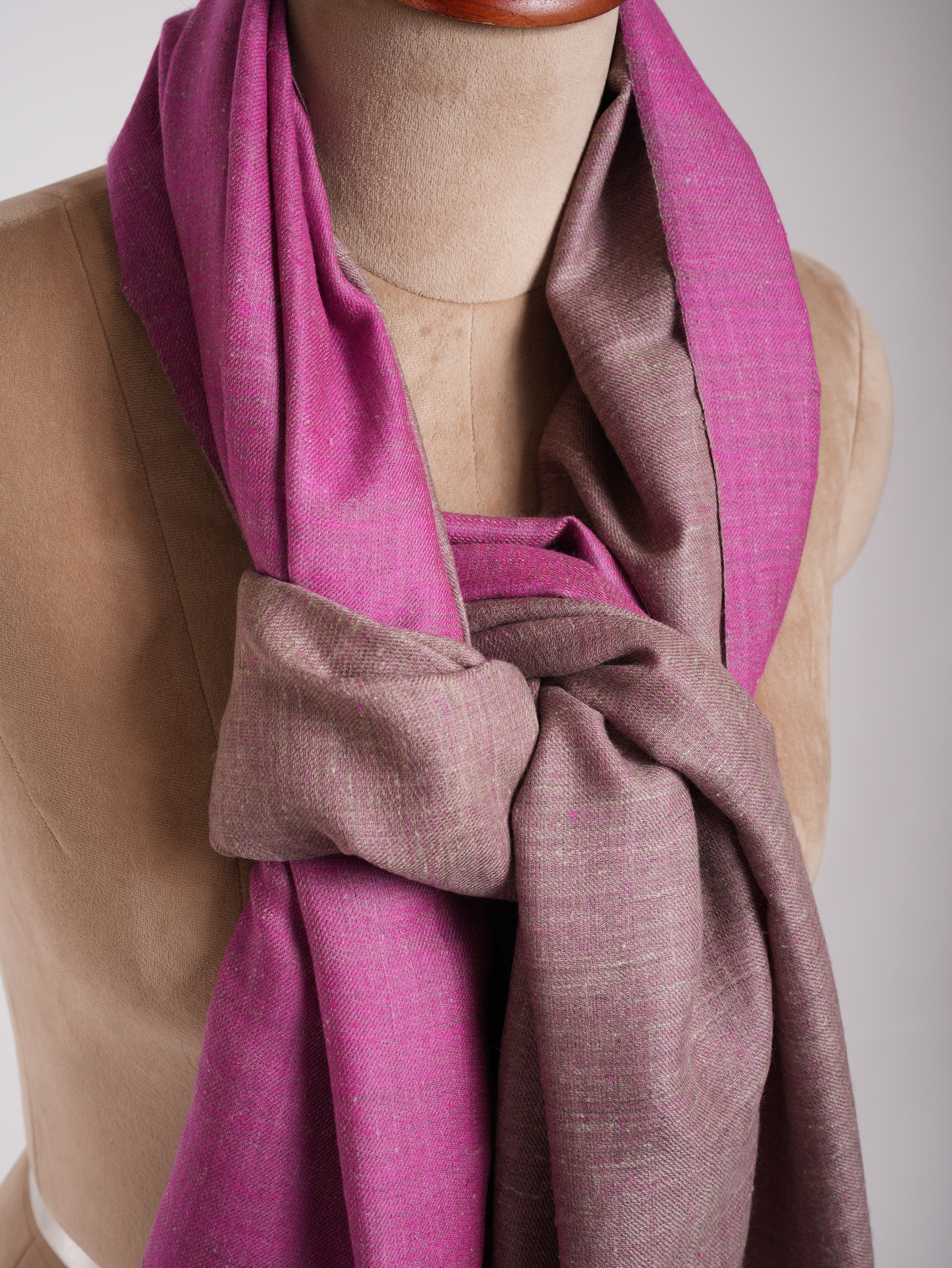 Shocking Pink and Grey Dual Shade Pashmina Shawl