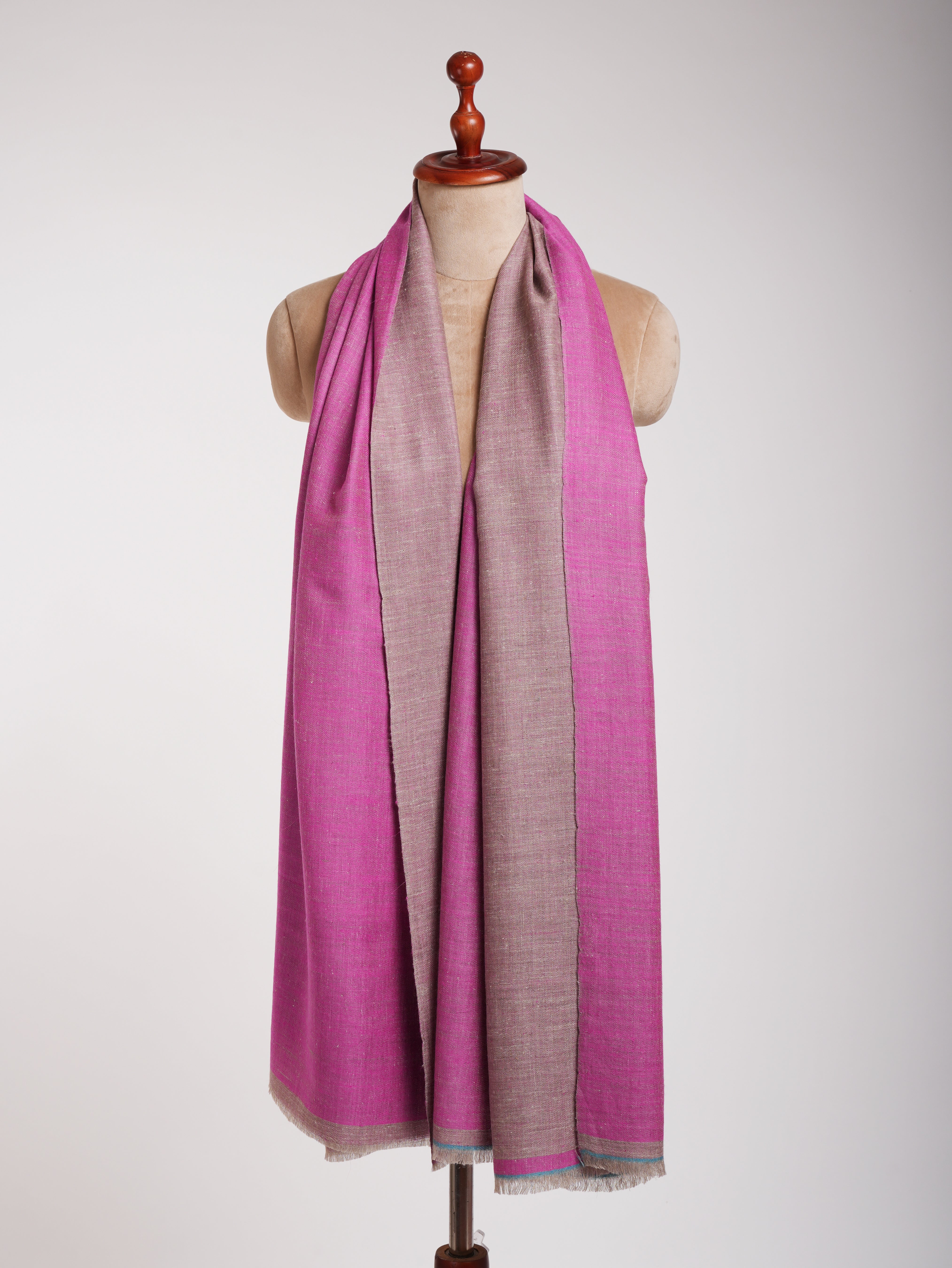 Shocking Pink and Grey Dual Shade Pashmina Shawl