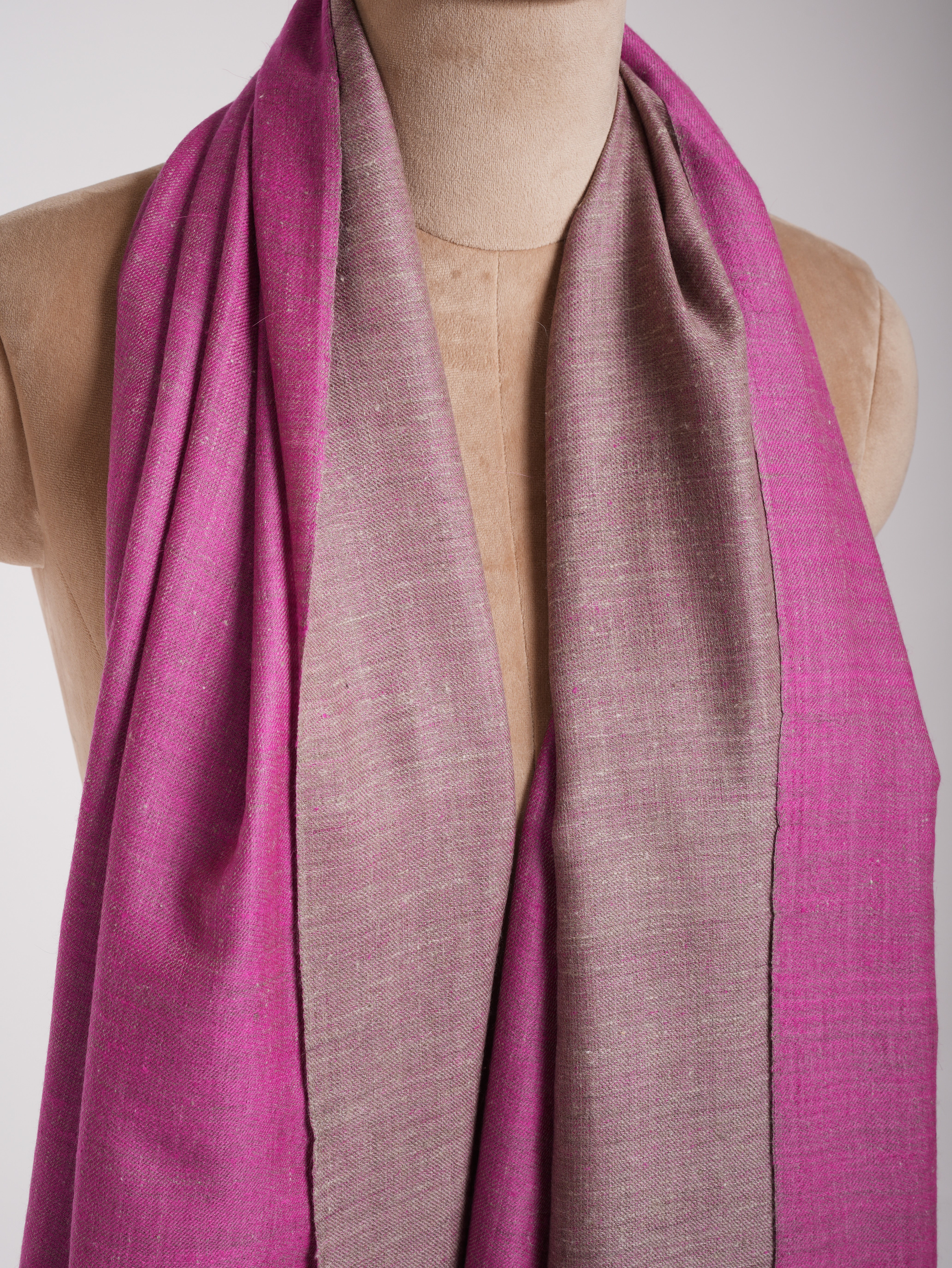 Shocking Pink and Grey Dual Shade Pashmina Shawl