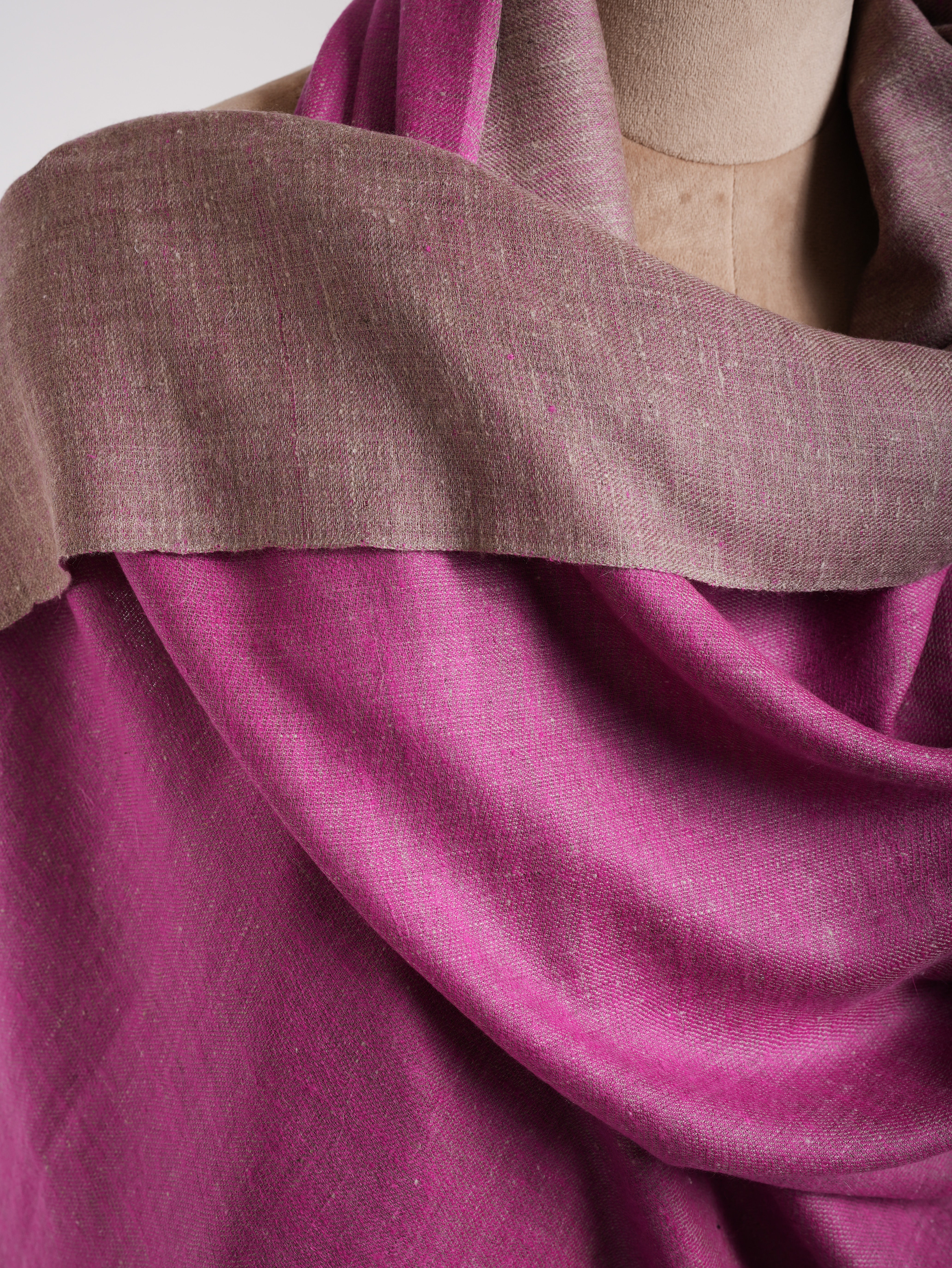 Shocking Pink and Grey Dual Shade Pashmina Shawl