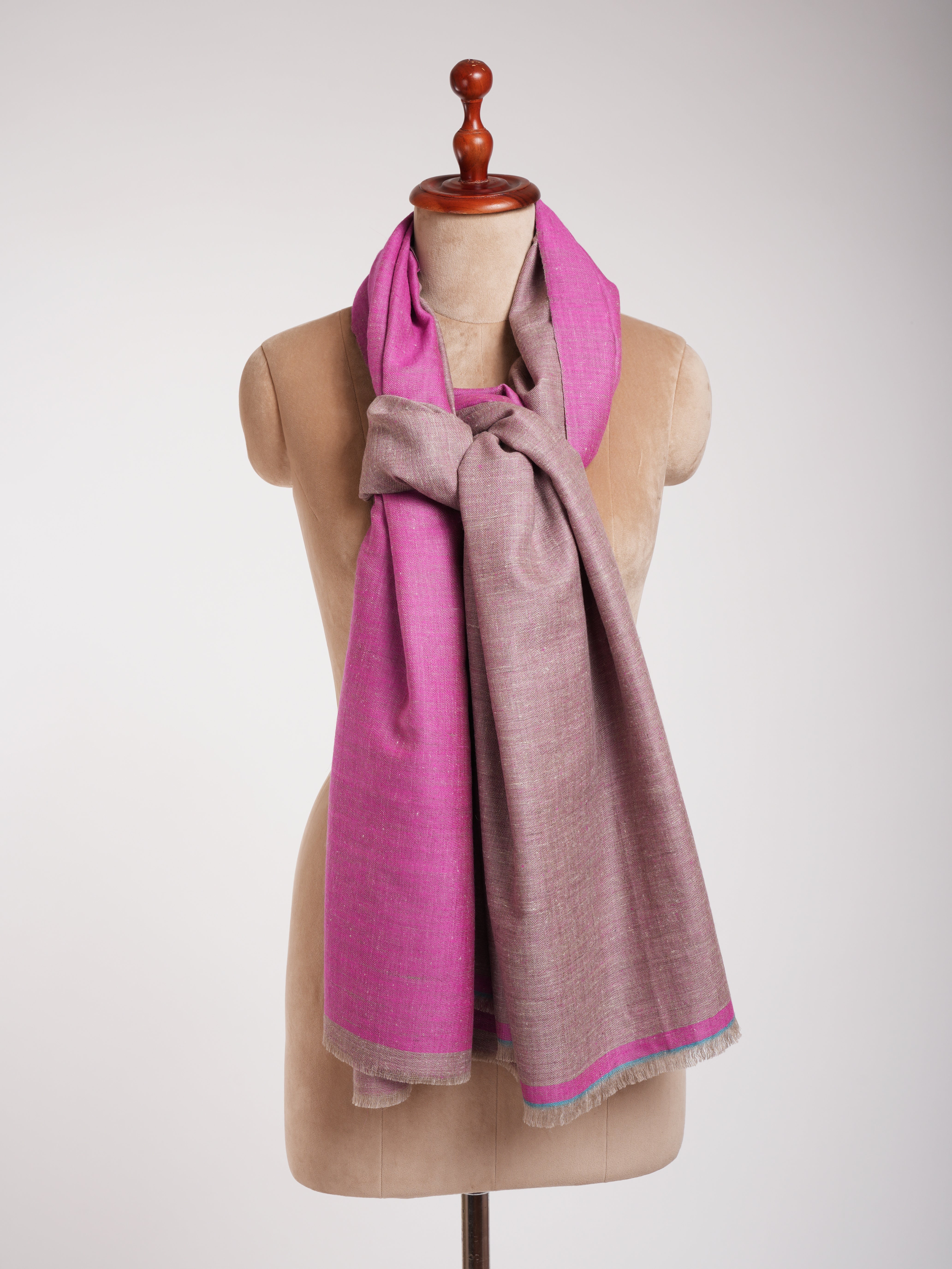 Shocking Pink and Grey Dual Shade Pashmina Shawl