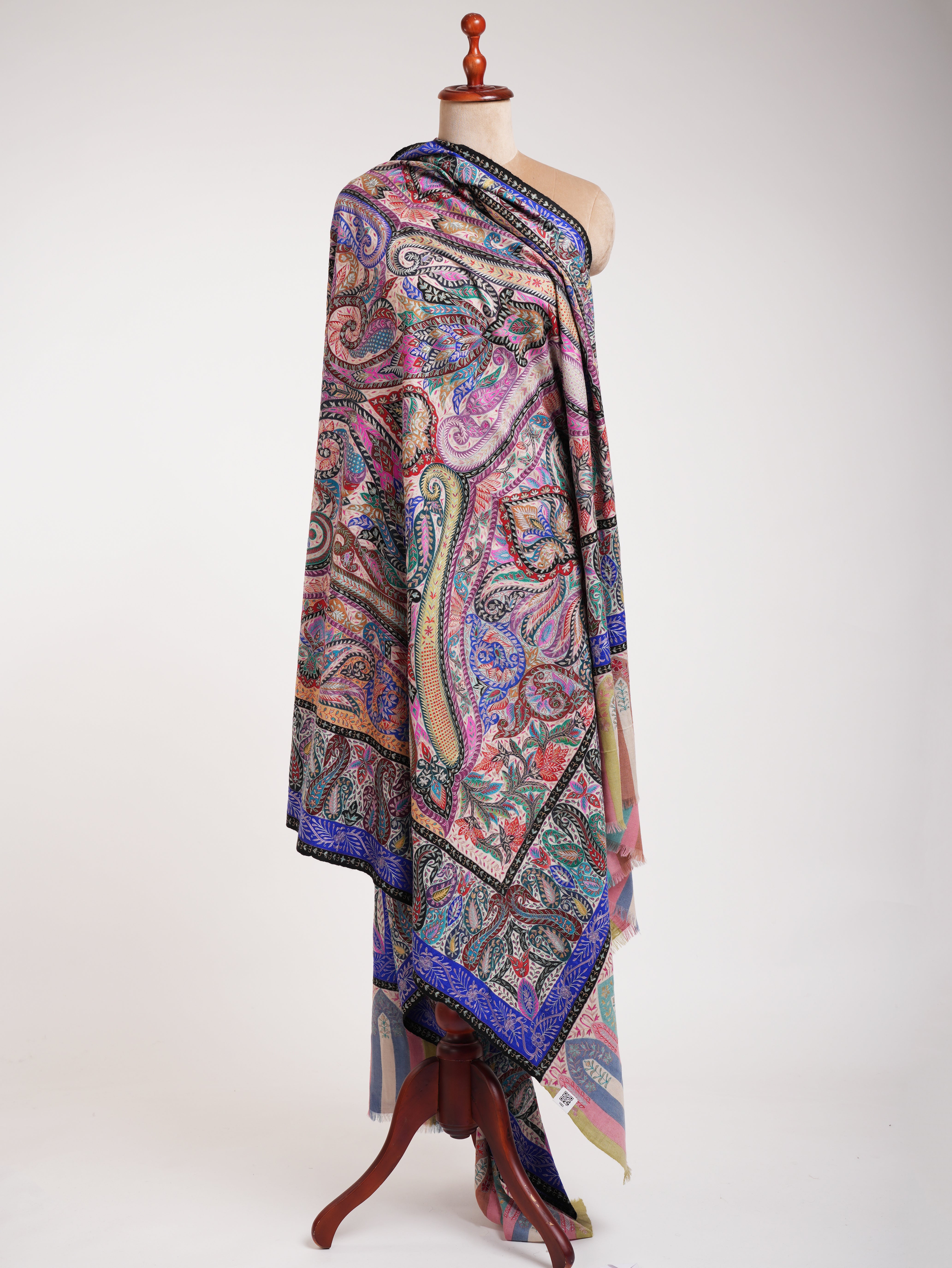 XL Hand painted Kalamkari One of a Kind Pashmina Shawl