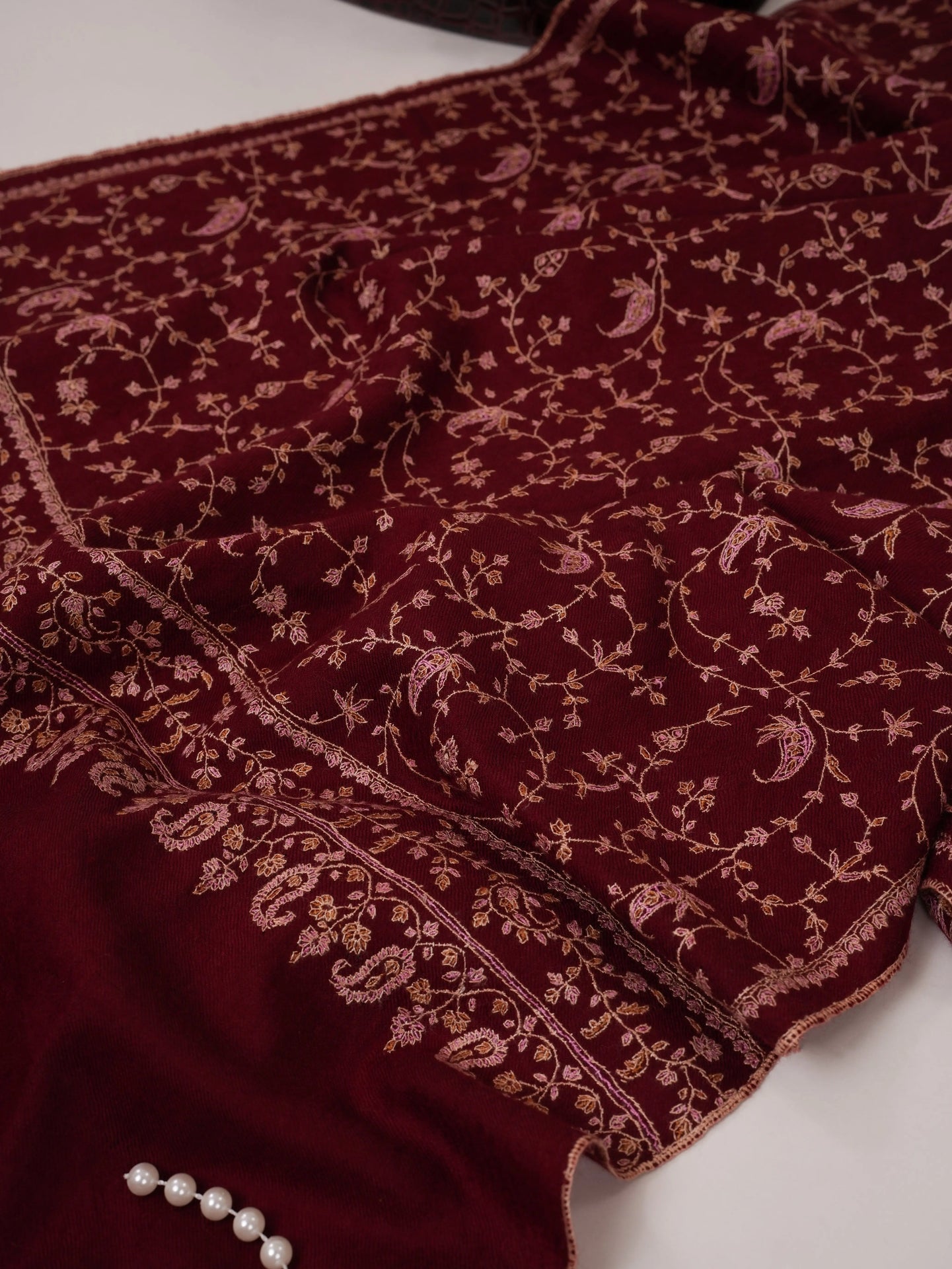Soft Pashmina Shawl with Detailed Jali Hand Embroidery Shahkaar.com
