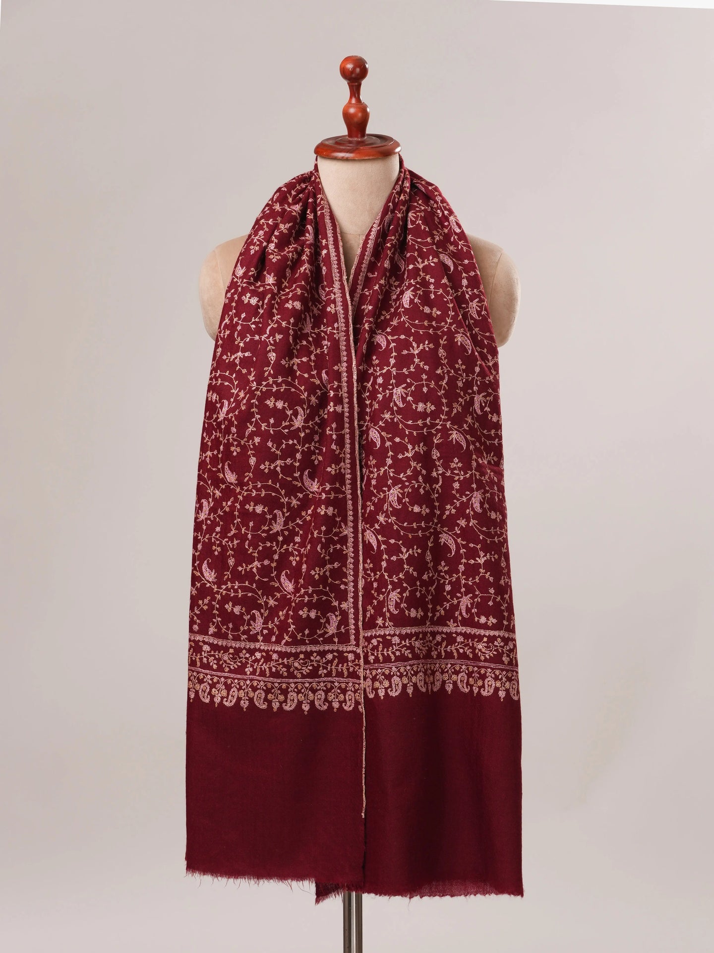 Soft Pashmina Shawl with Detailed Jali Hand Embroidery Shahkaar.com