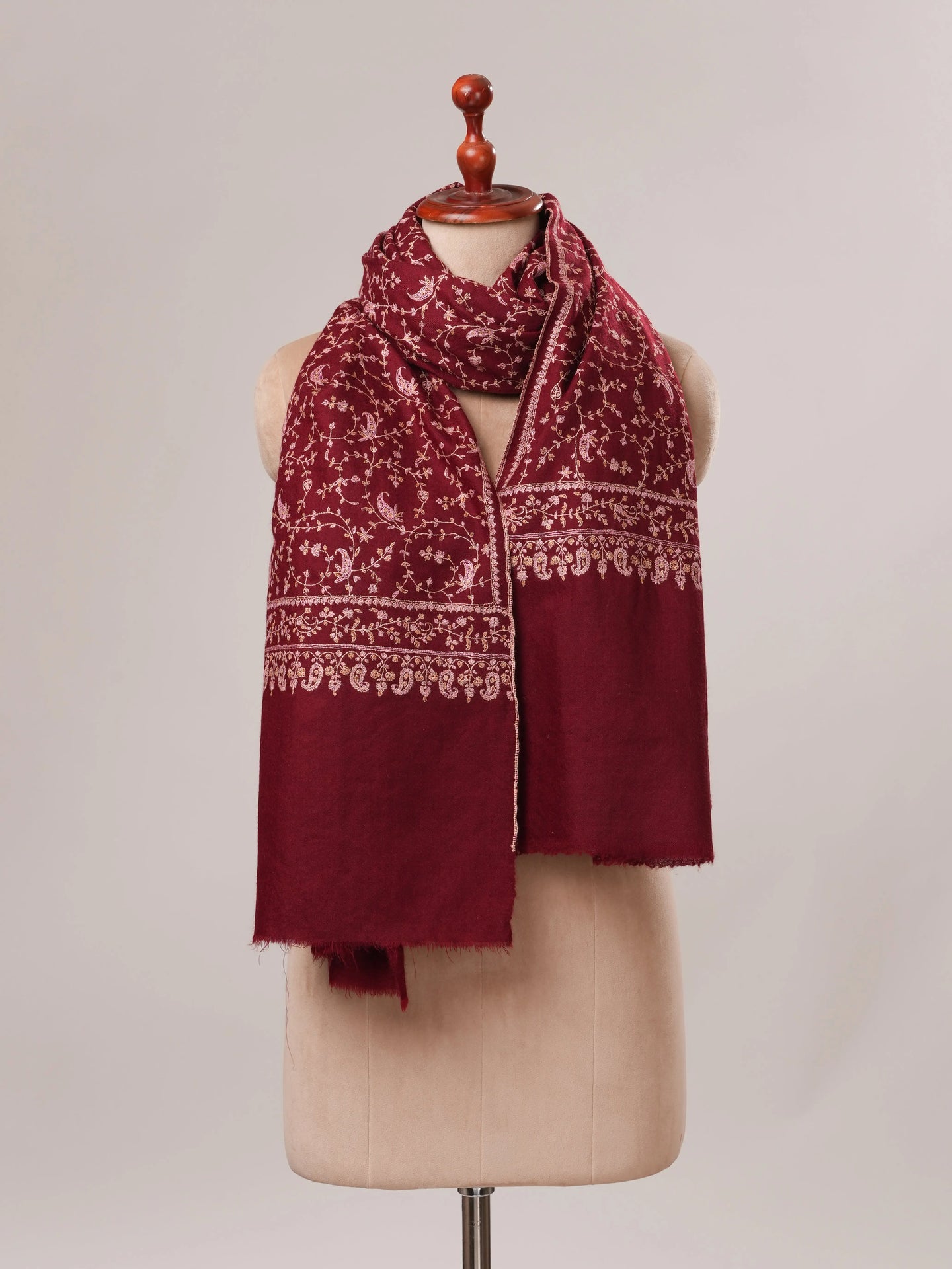 Soft Pashmina Shawl with Detailed Jali Hand Embroidery Shahkaar.com