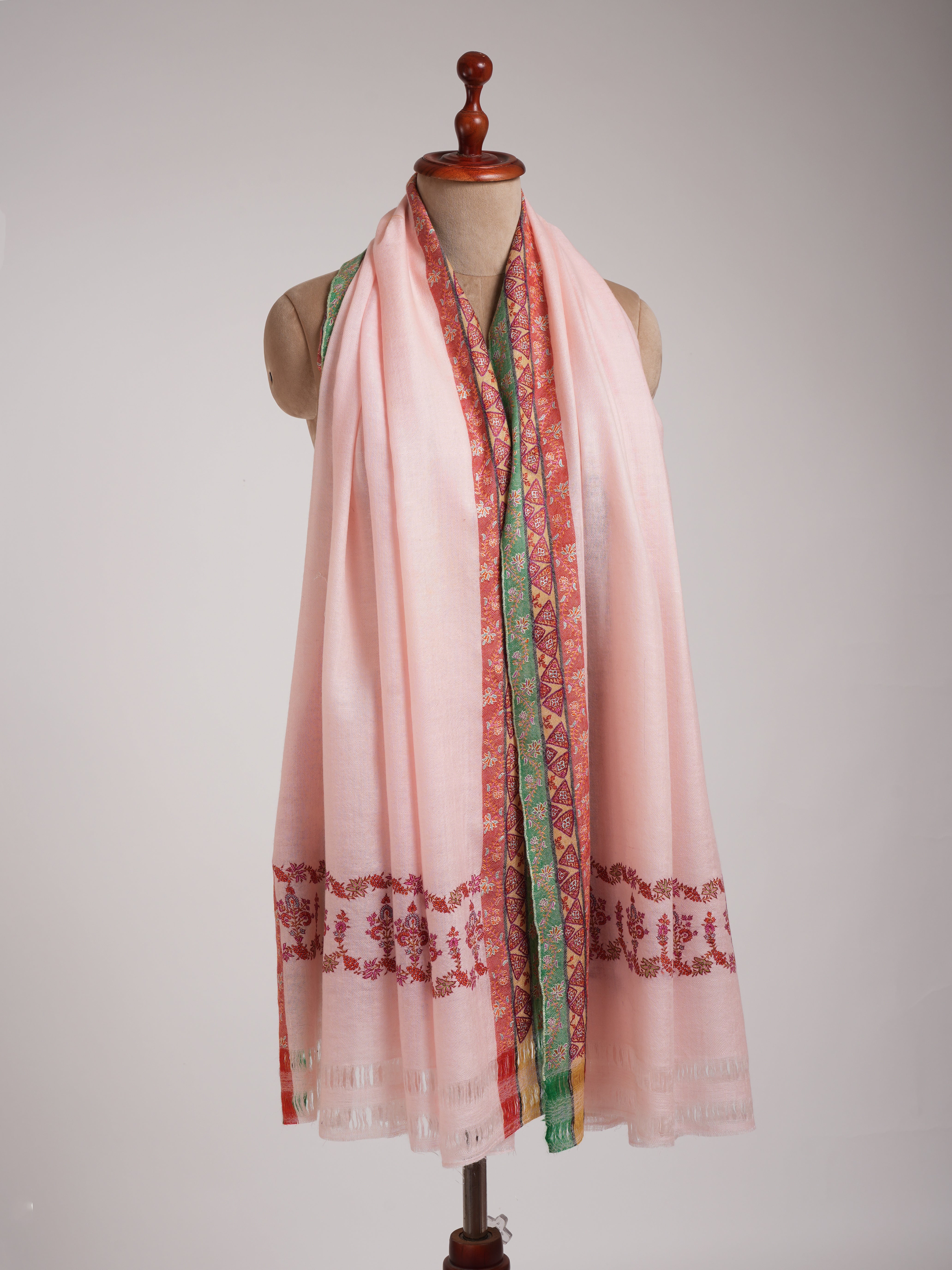 Crystal Rose Sozni Embroidered Pure Pashmina Shawl