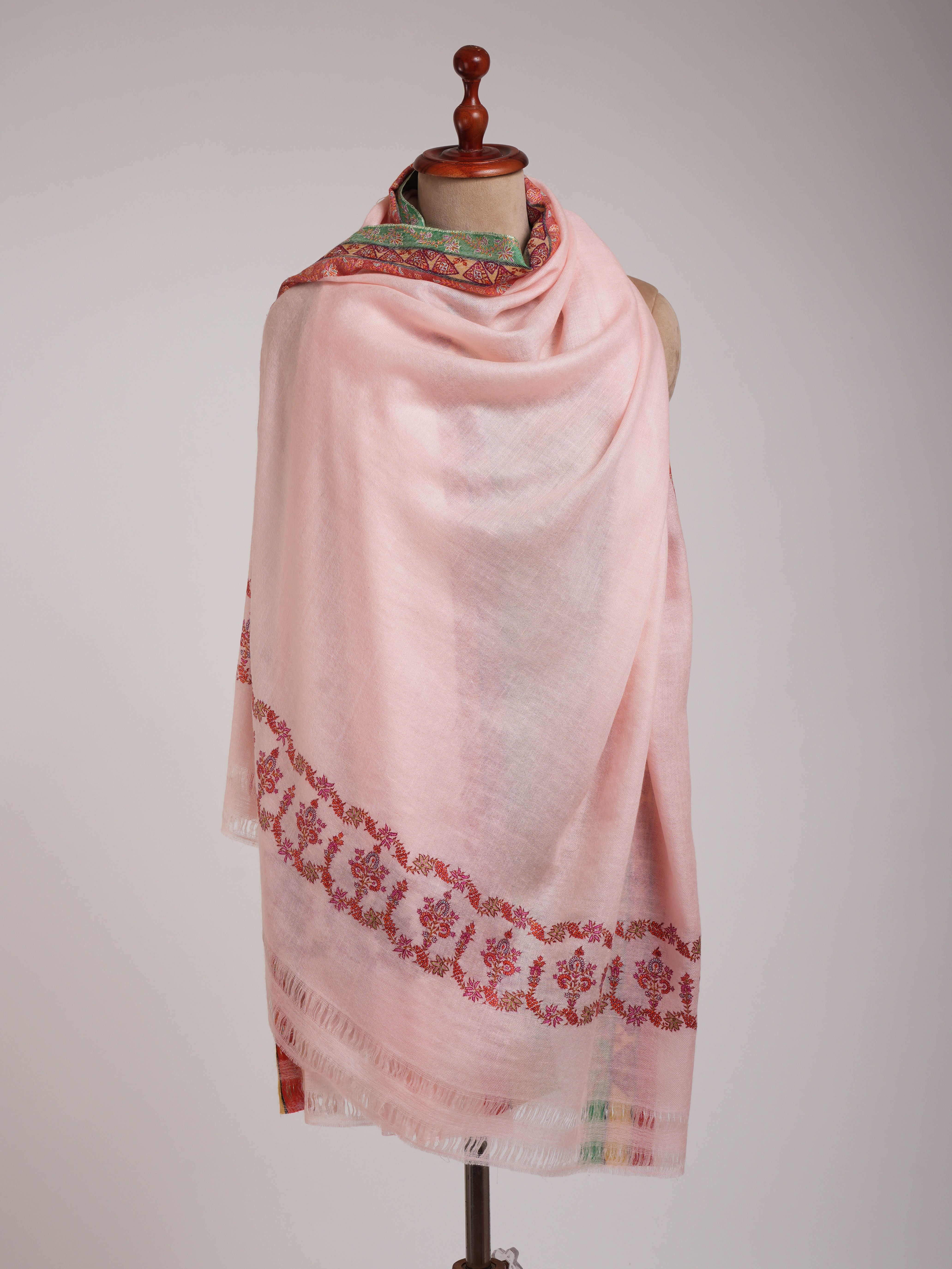 Crystal Rose Sozni Embroidered Pure Pashmina Shawl