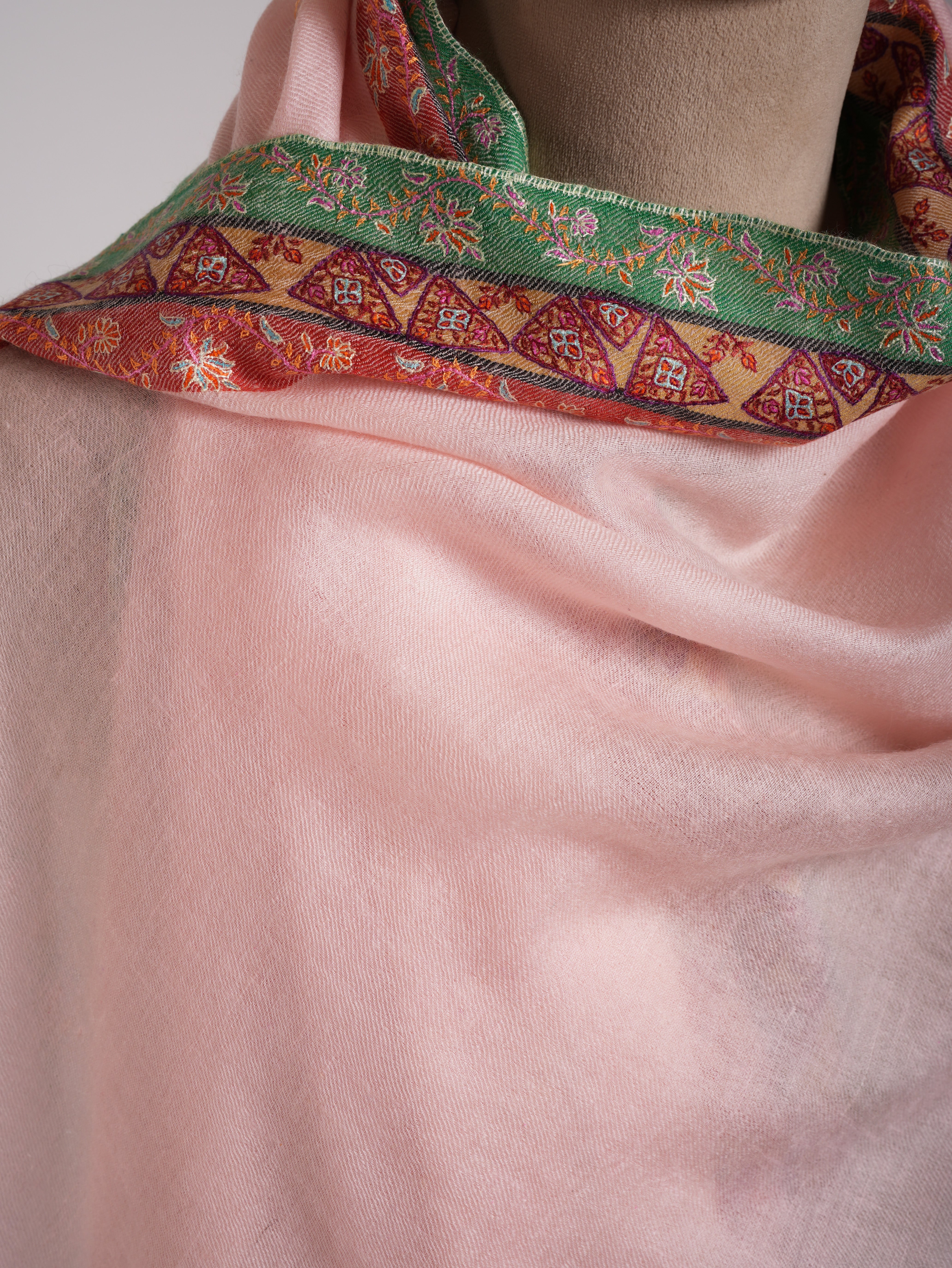 Crystal Rose Sozni Embroidered Pure Pashmina Shawl