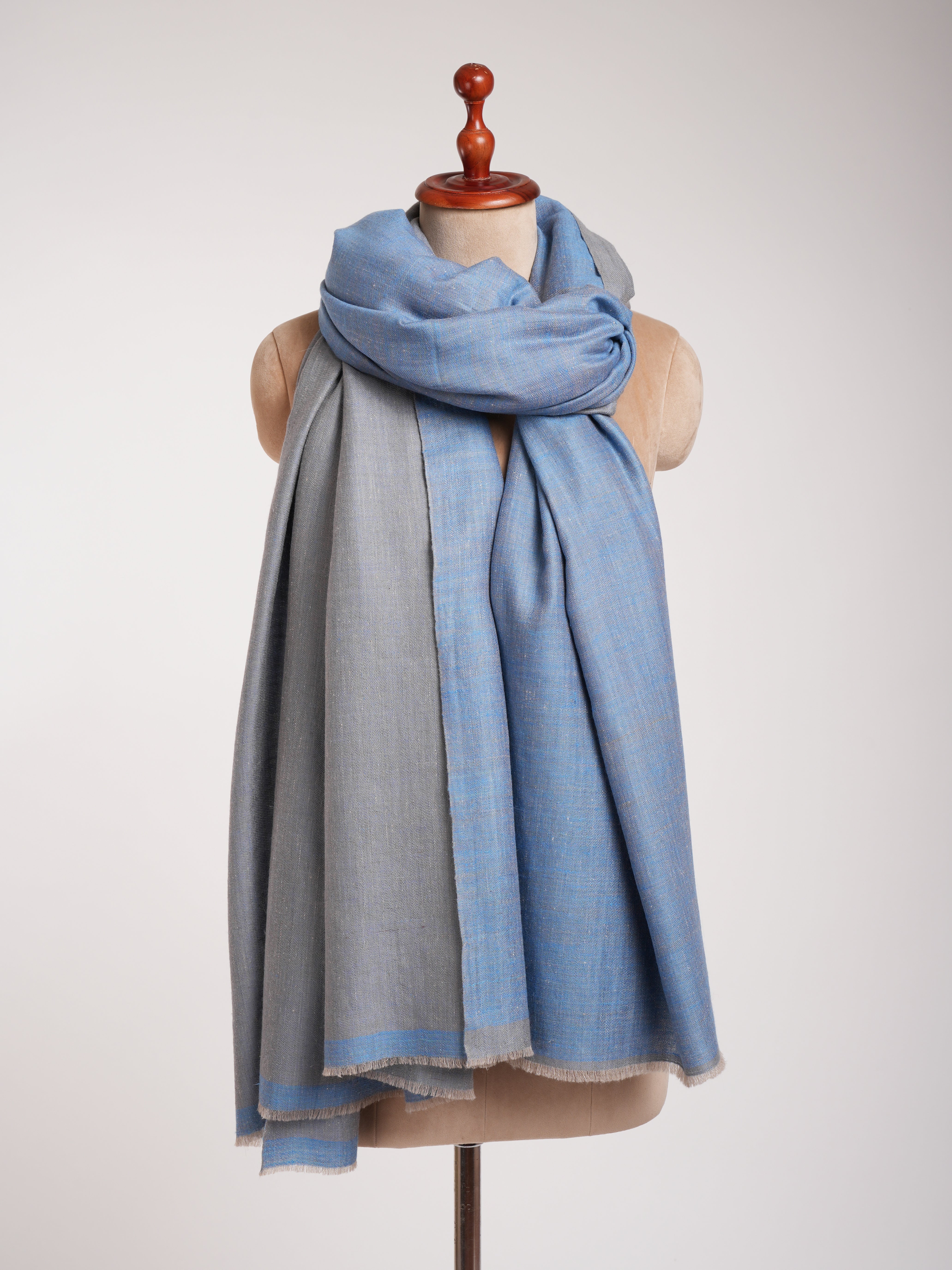 Oversized Blue Dorukha Handloomed Pashmina Wrap