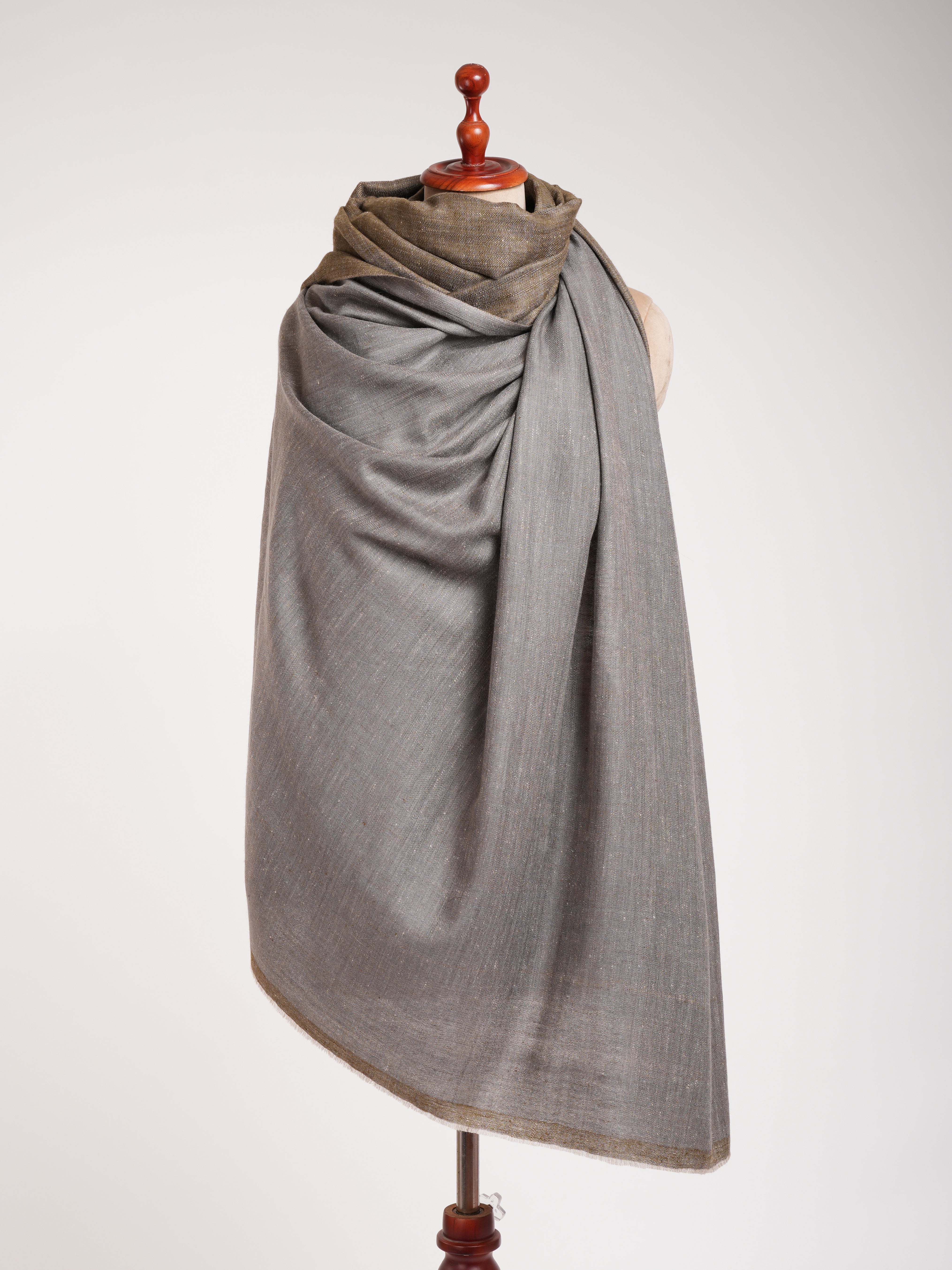 XL Army and Grey Dual shade Soft Pashmina Wrap