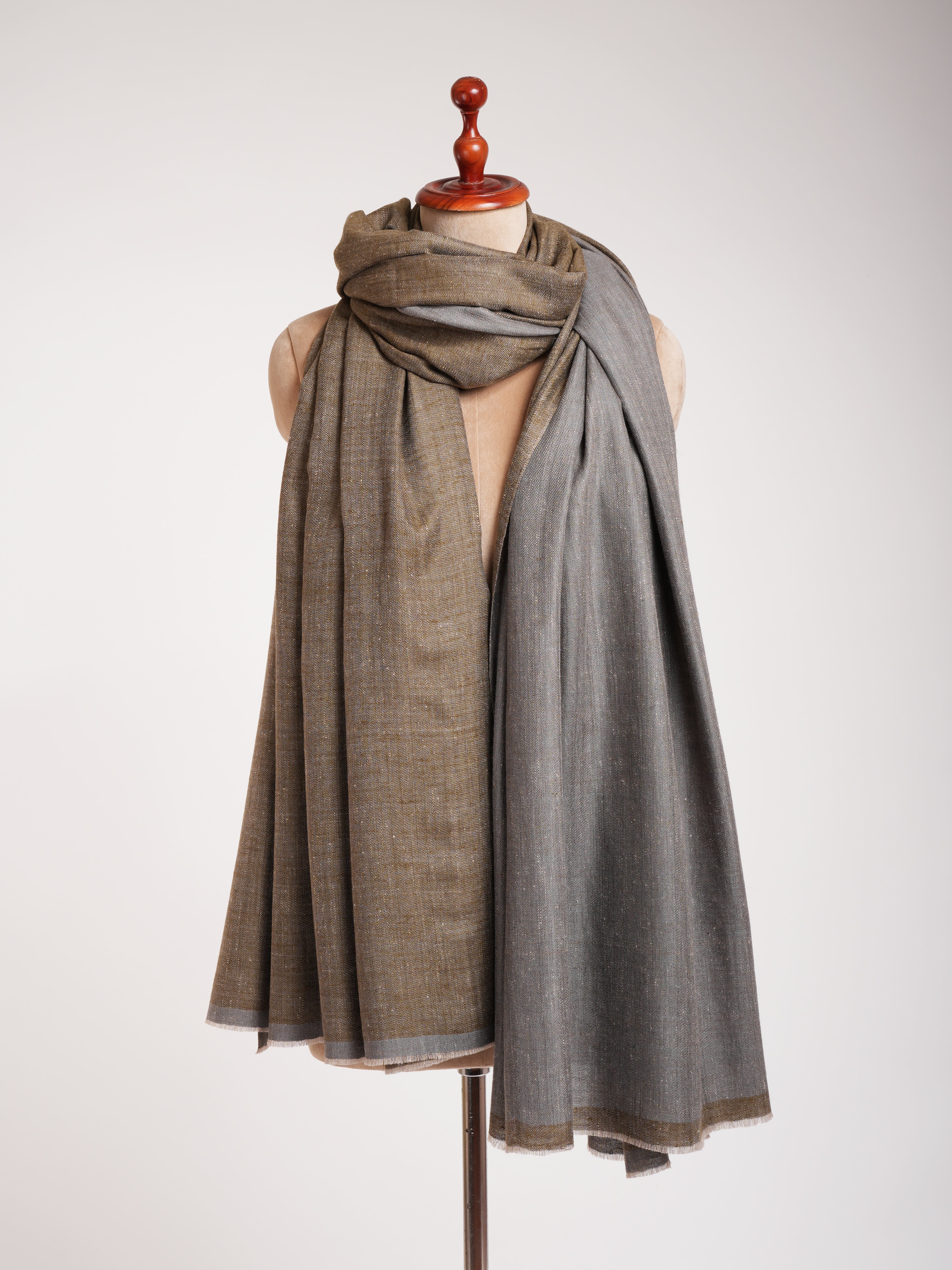 XL Army and Grey Dual shade Soft Pashmina Wrap