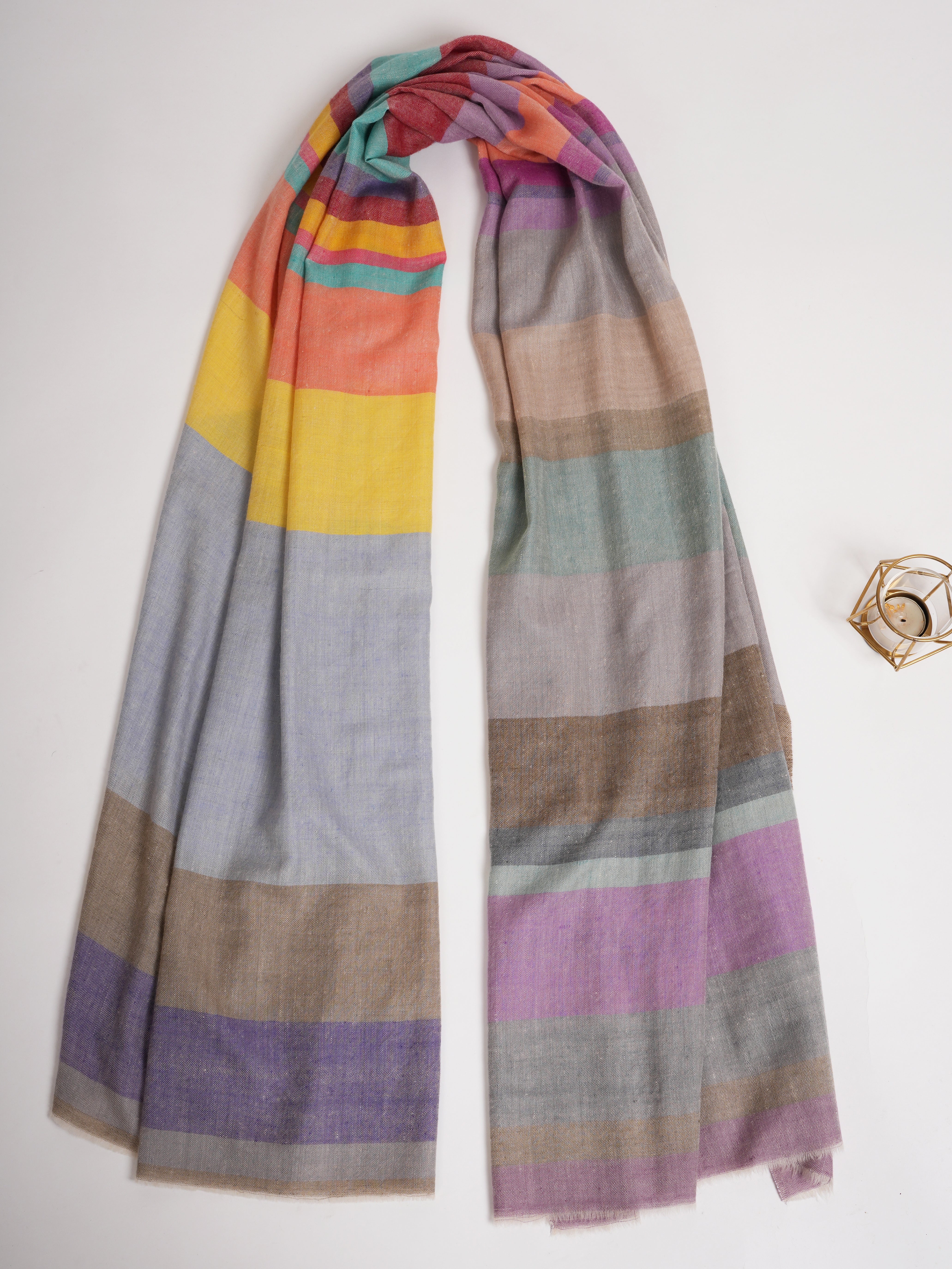 Multicolor Handwoven Pure Pashmina Shawl