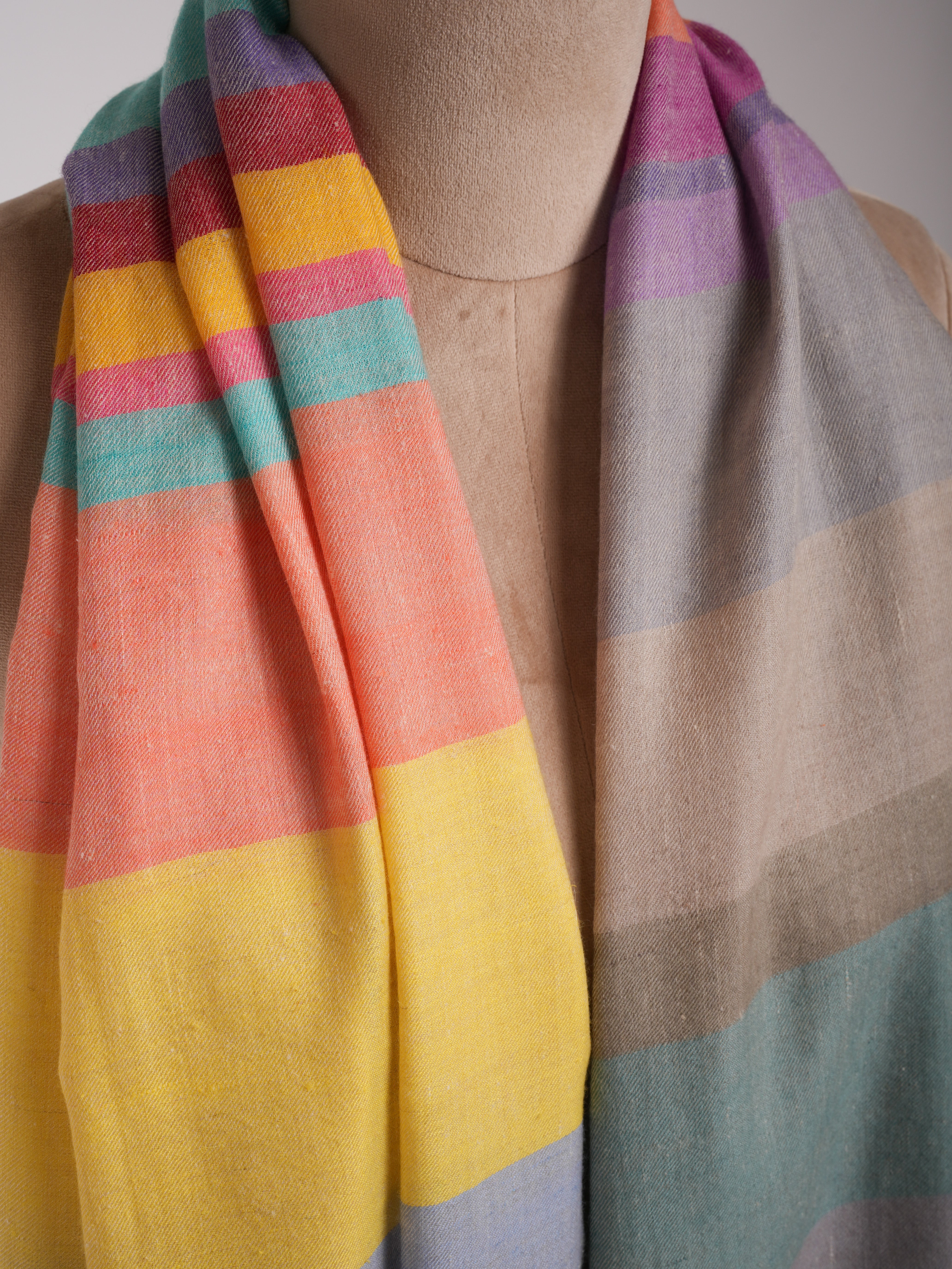 Multicolor Handwoven Pure Pashmina Shawl