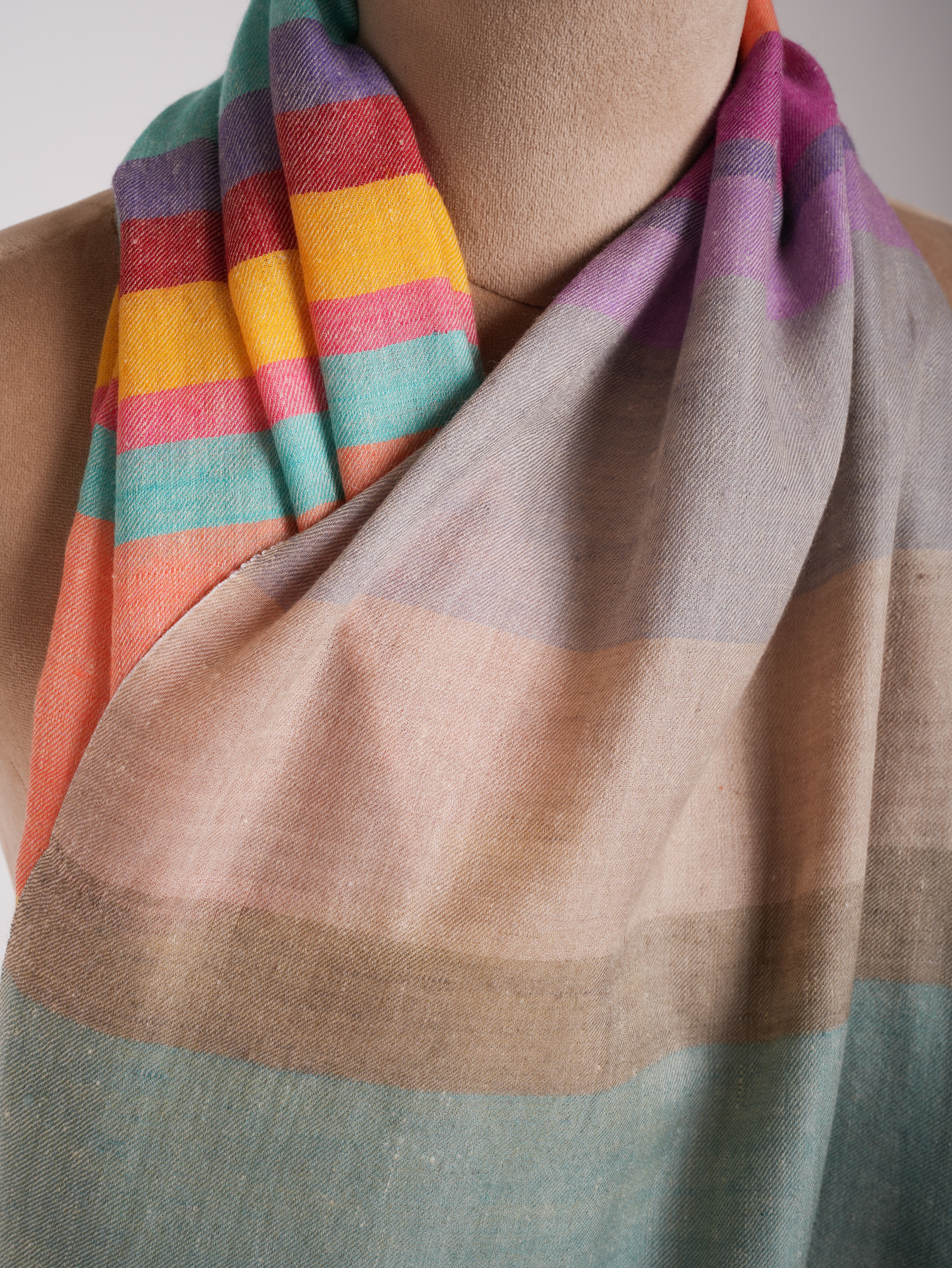 Multicolor Handwoven Pure Pashmina Shawl