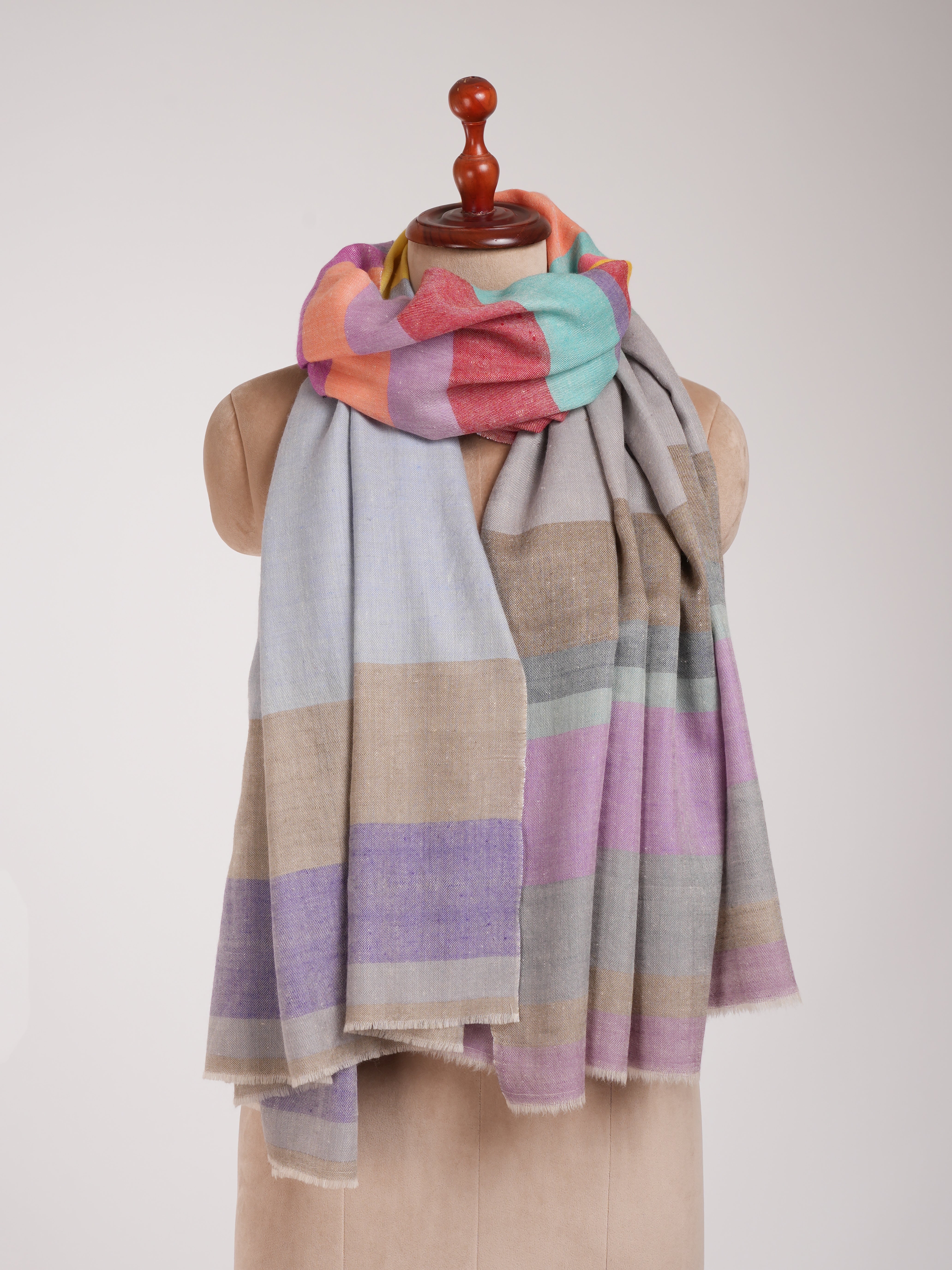 Multicolor Handwoven Pure Pashmina Shawl