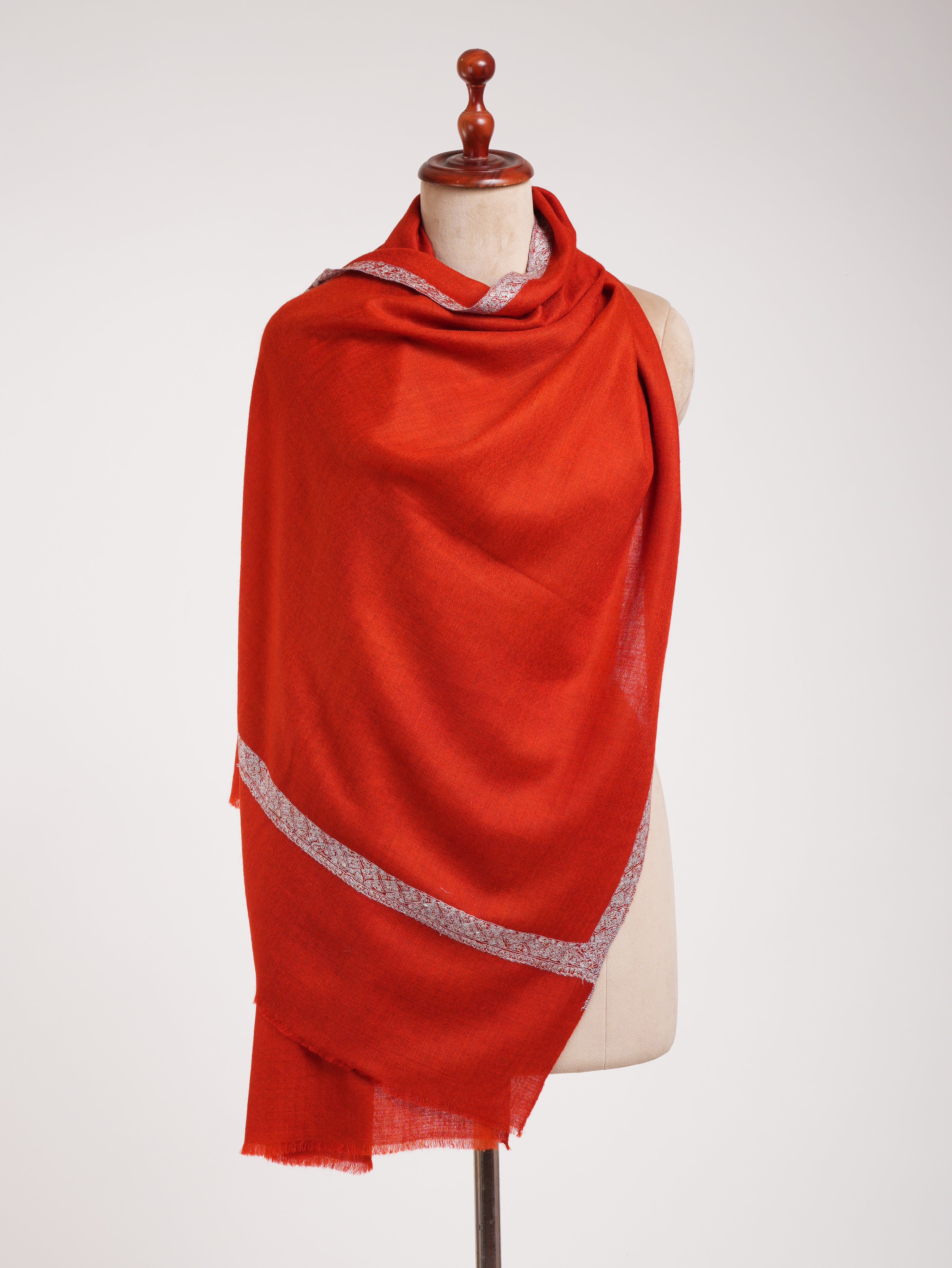 Red Embroidered Artistic Cashmere Stole