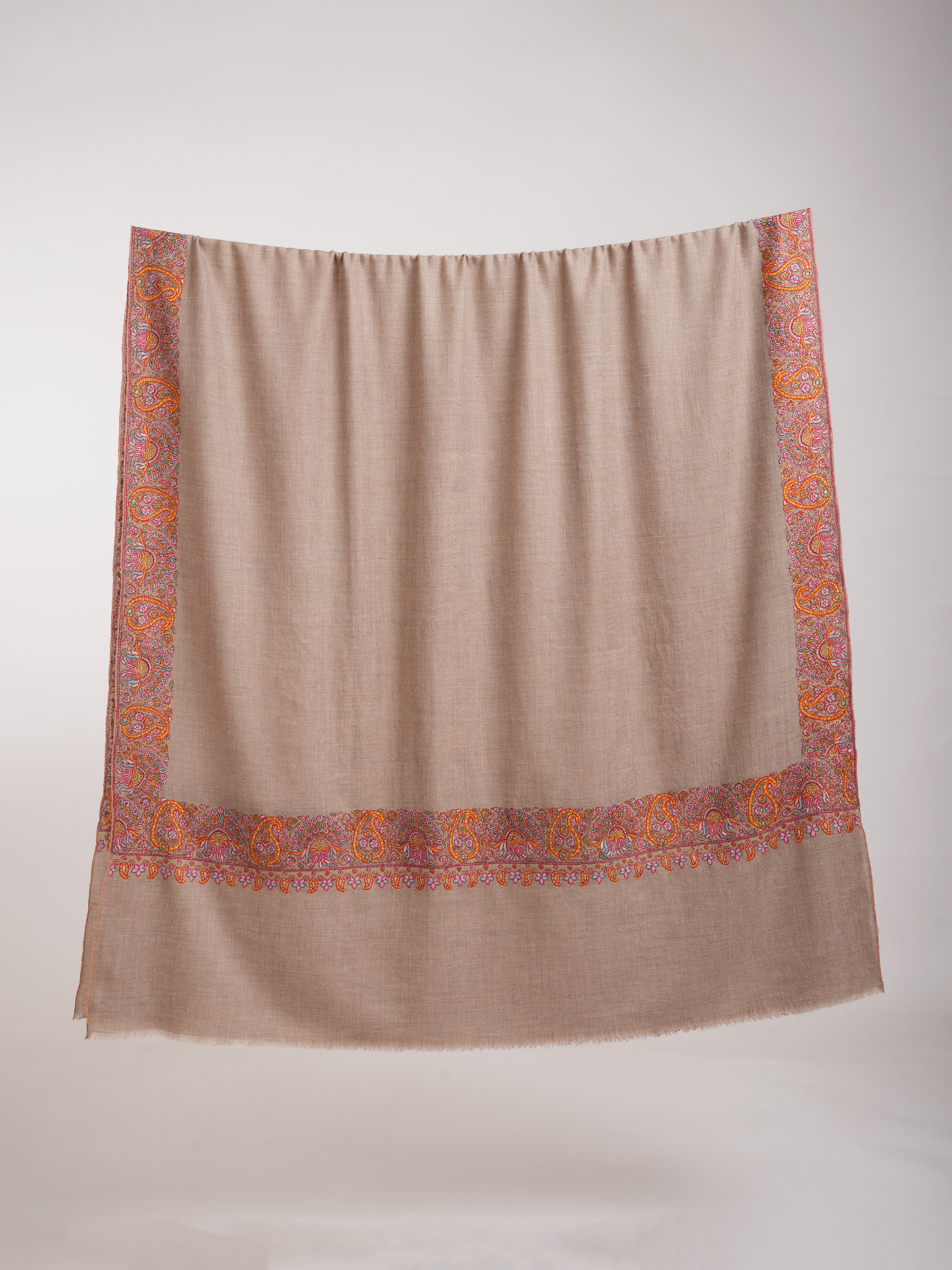 Natural Grey Daur Dar Kashmiri Pashmina Shawl