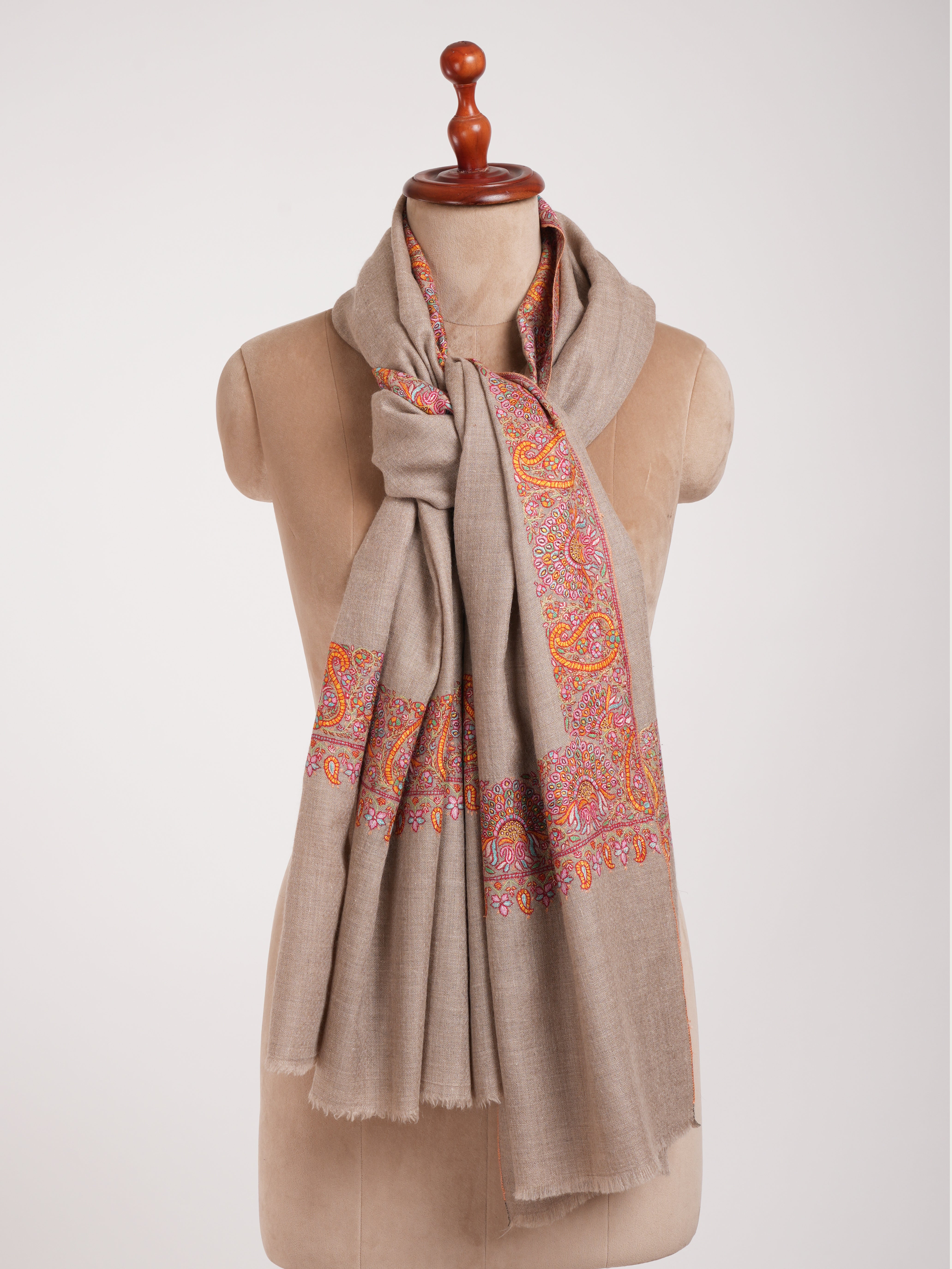 Châf de pashmina gris gris naturel