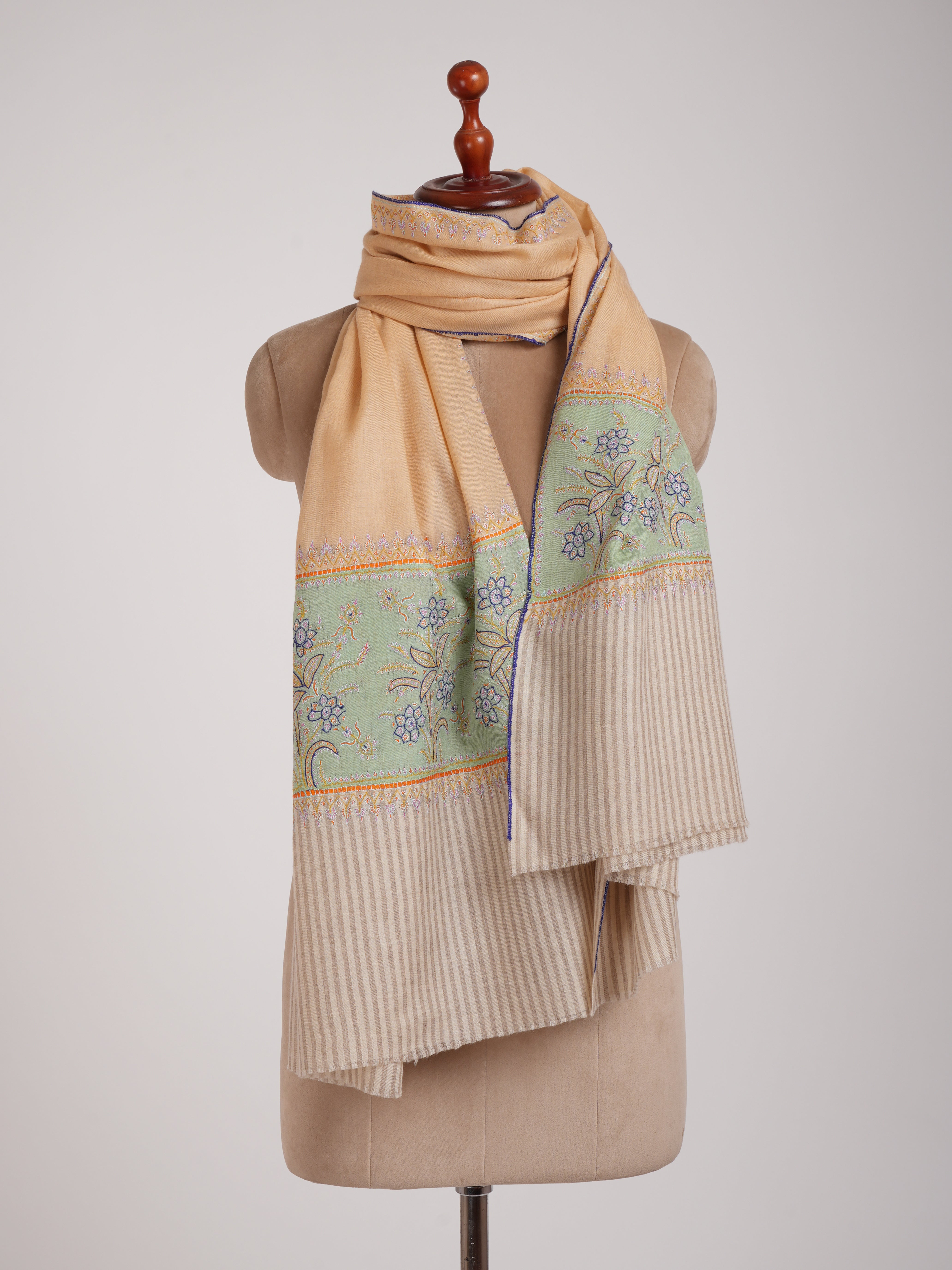 Palla pastel Palla Broided authentique Cachemire Pashmina châle