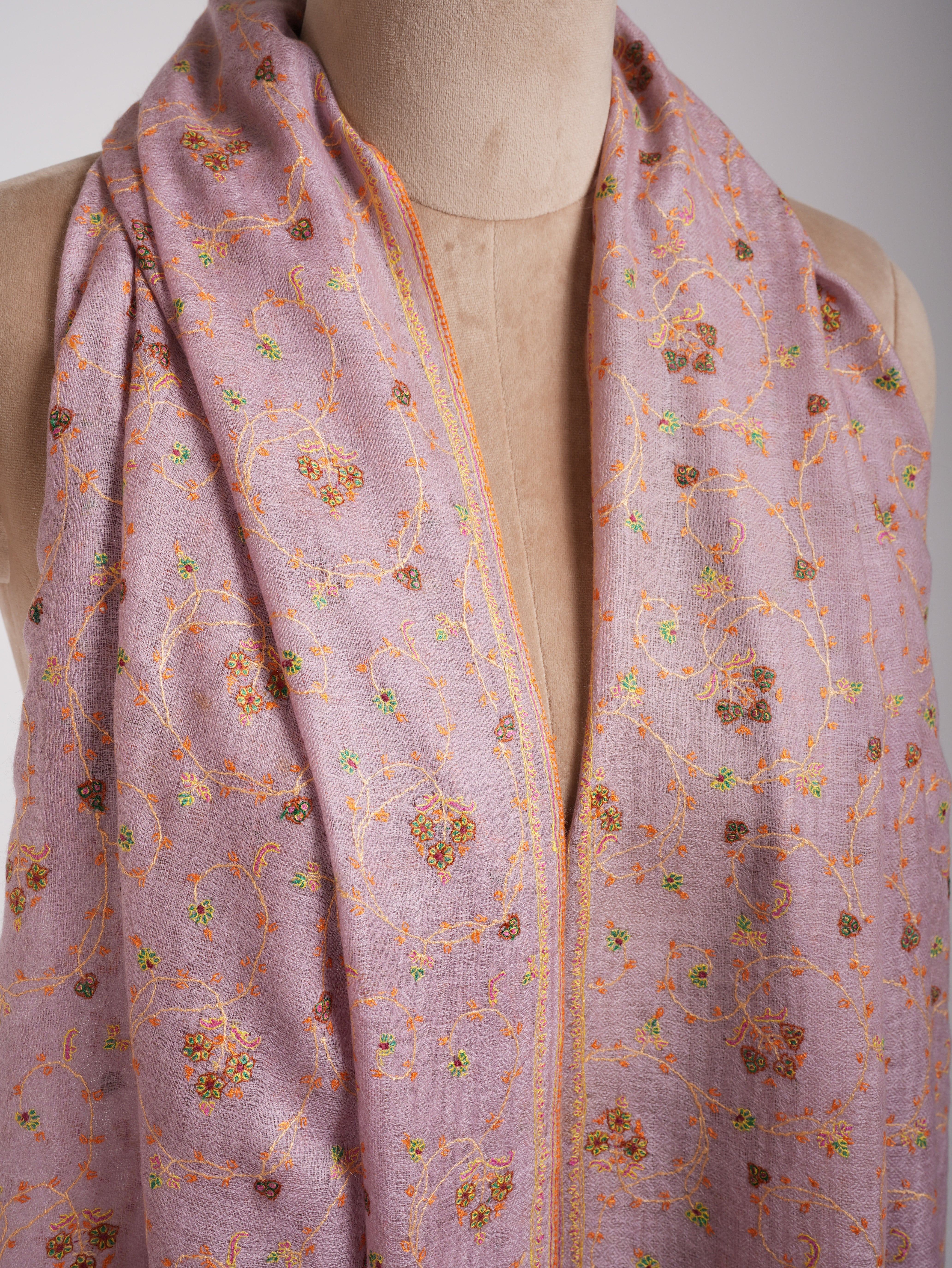 Floral Embroidered Indian Cashmere Pashmina Scarf